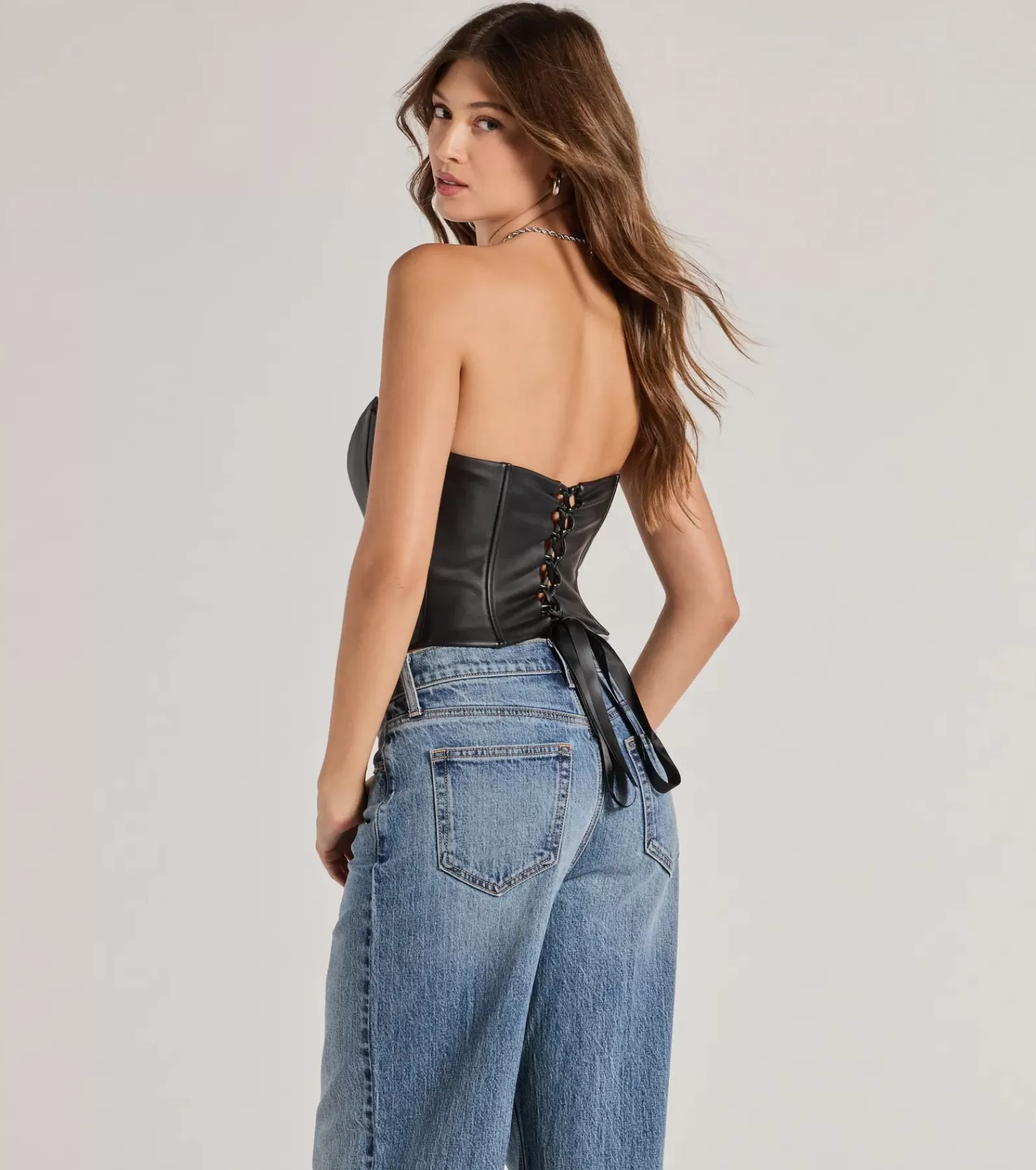 Windsor Going-Out Tops | Corset & Bustier Tops*Level Up Sleek Faux Leather Strapless Corset Top