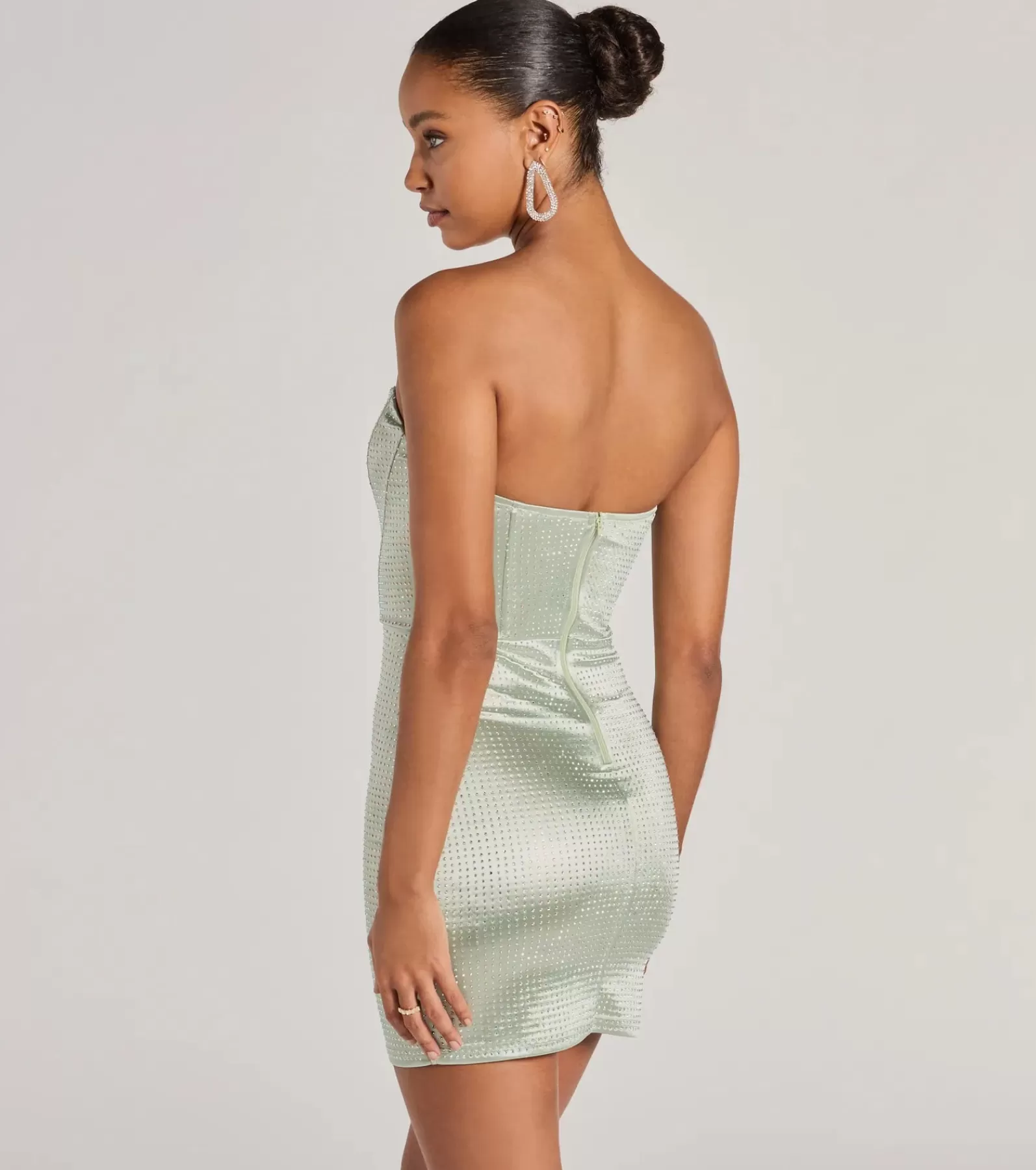 Windsor Satin Nye Dresses | Nye Outfits*Lily Strapless Corset Rhinestone Satin Mini Dress