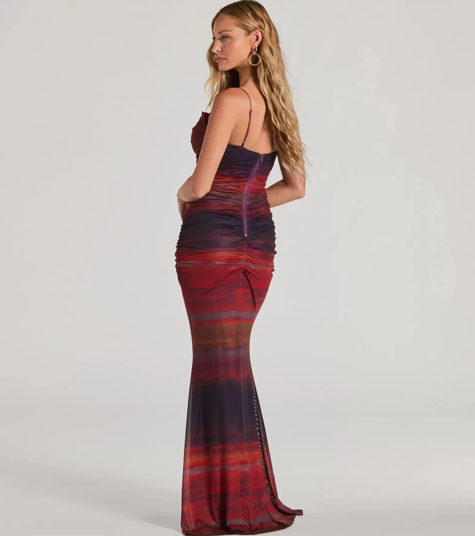 Windsor Red Bridesmaid Dresses*Liv Cowl Neck Abstract Mermaid Formal Dress