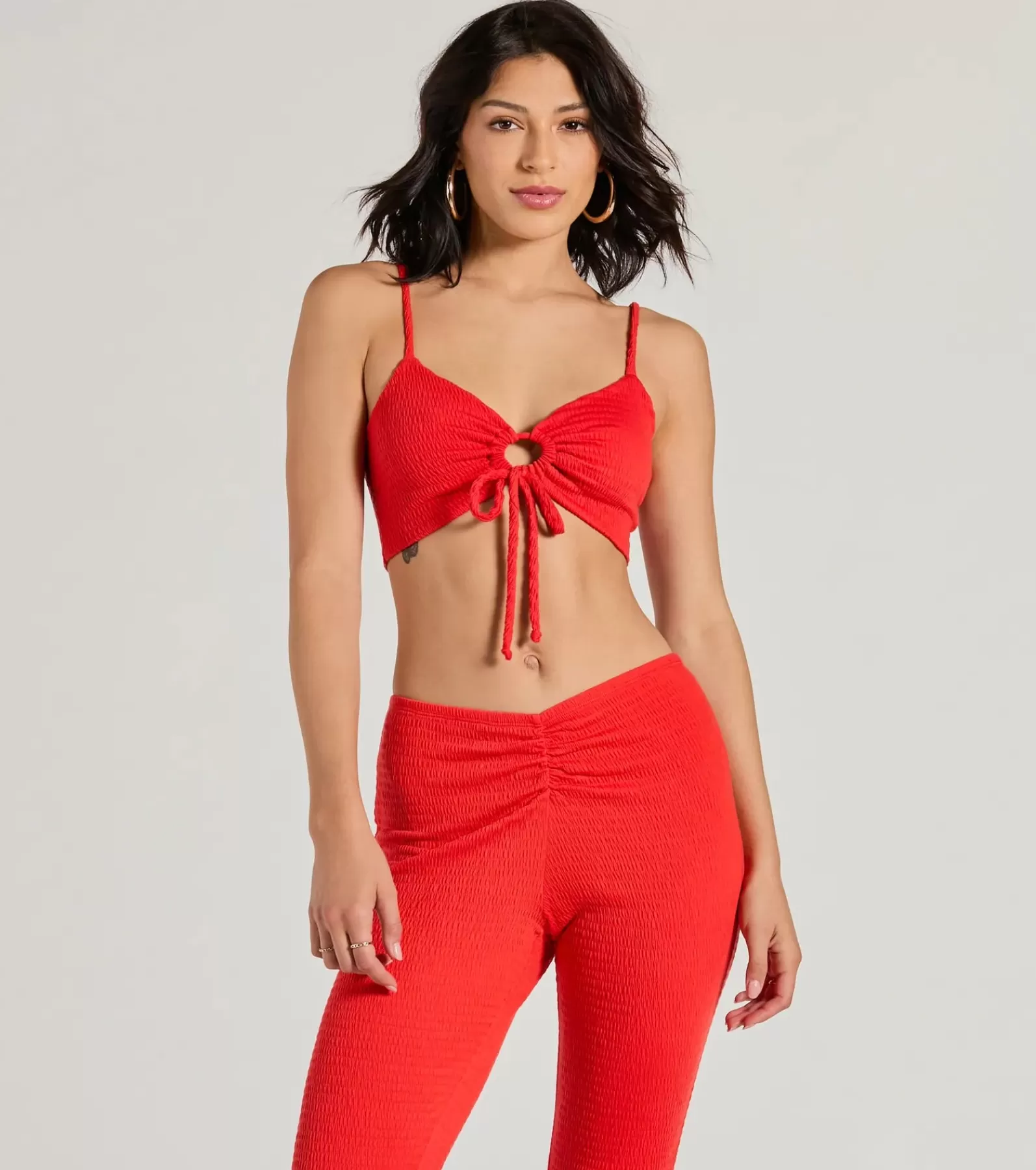Windsor All Matching Sets | Tie Front Tops*Looking Good Sweetheart Tie Front Crop Top