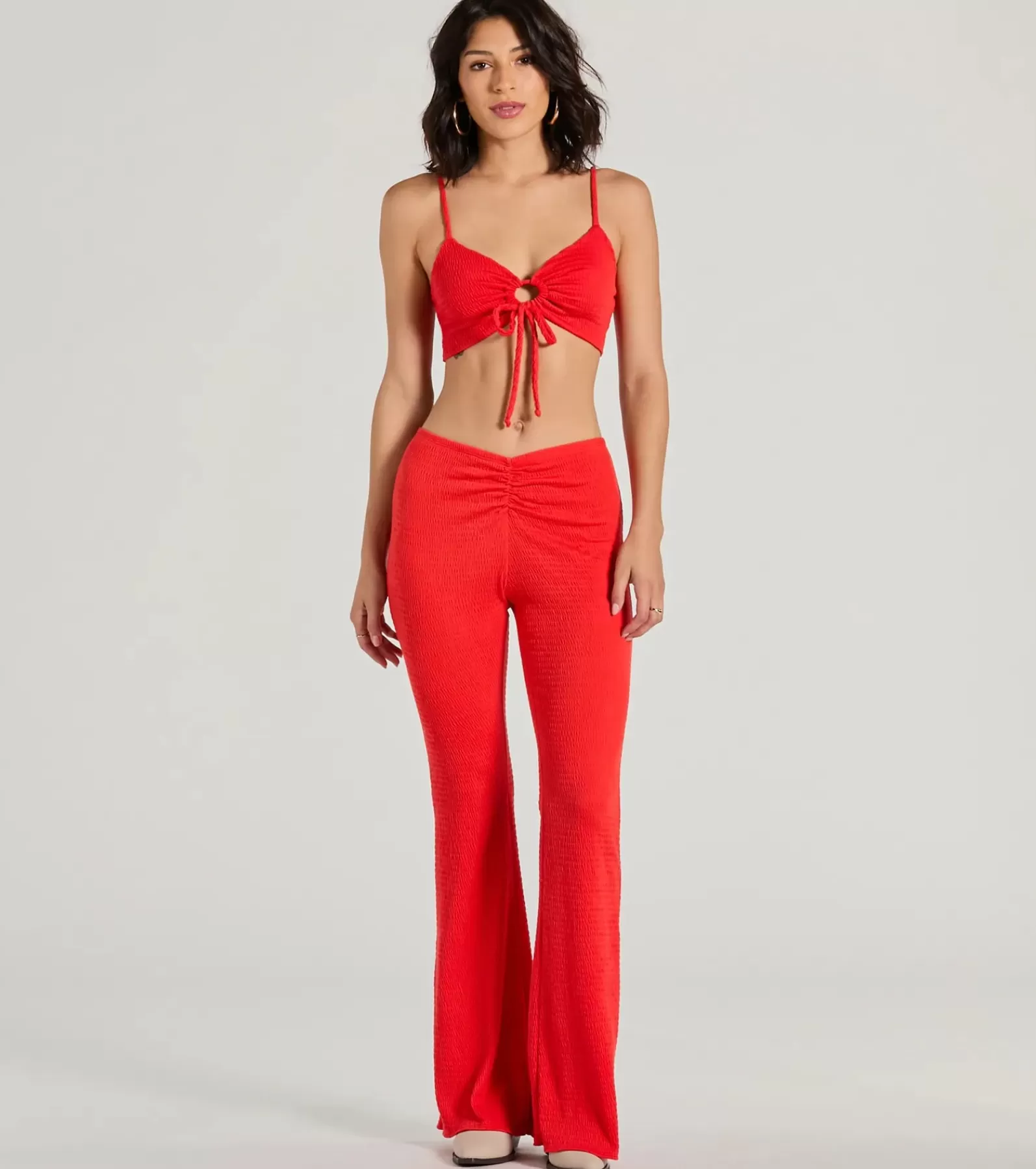 Windsor All Matching Sets | Flare Pants*Looking Good V-Waist Smocked Flare Pants