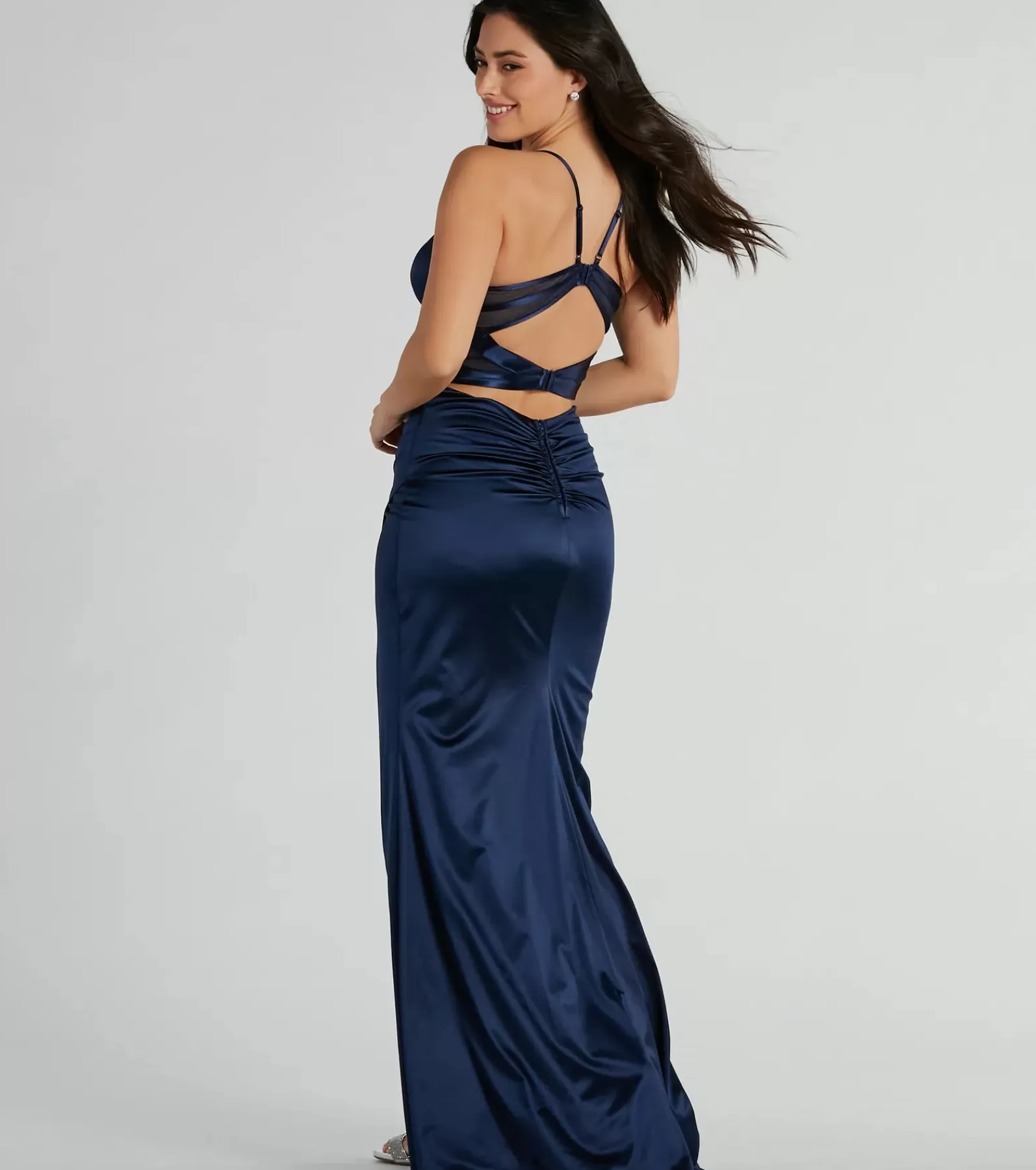Windsor Satin Bridesmaid Dresses | Blue Bridesmaid Dresses*Loraine Sweetheart Wrap Mermaid Satin Formal Dress