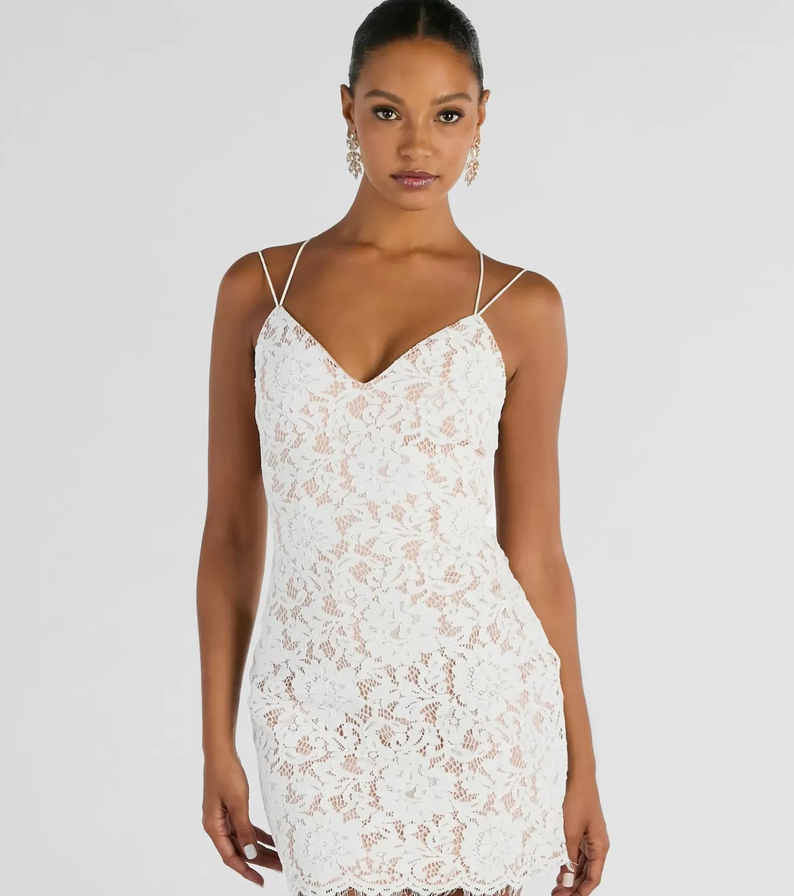Windsor Bridal Reception Dresses | Rehearsal*Major Swoon Strappy Back Lace Mini Dress