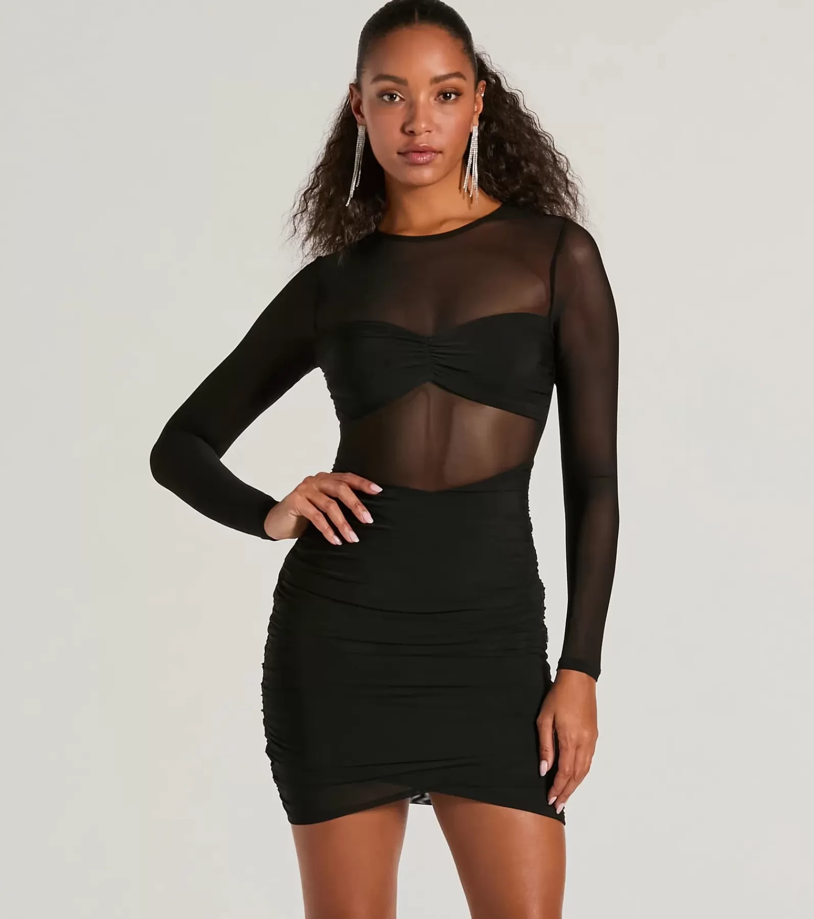 Windsor Bachelorette Dresses | Bachelorette Outfits*Major VIP Long Sleeve Sheer Mesh Bodycon Mini Dress