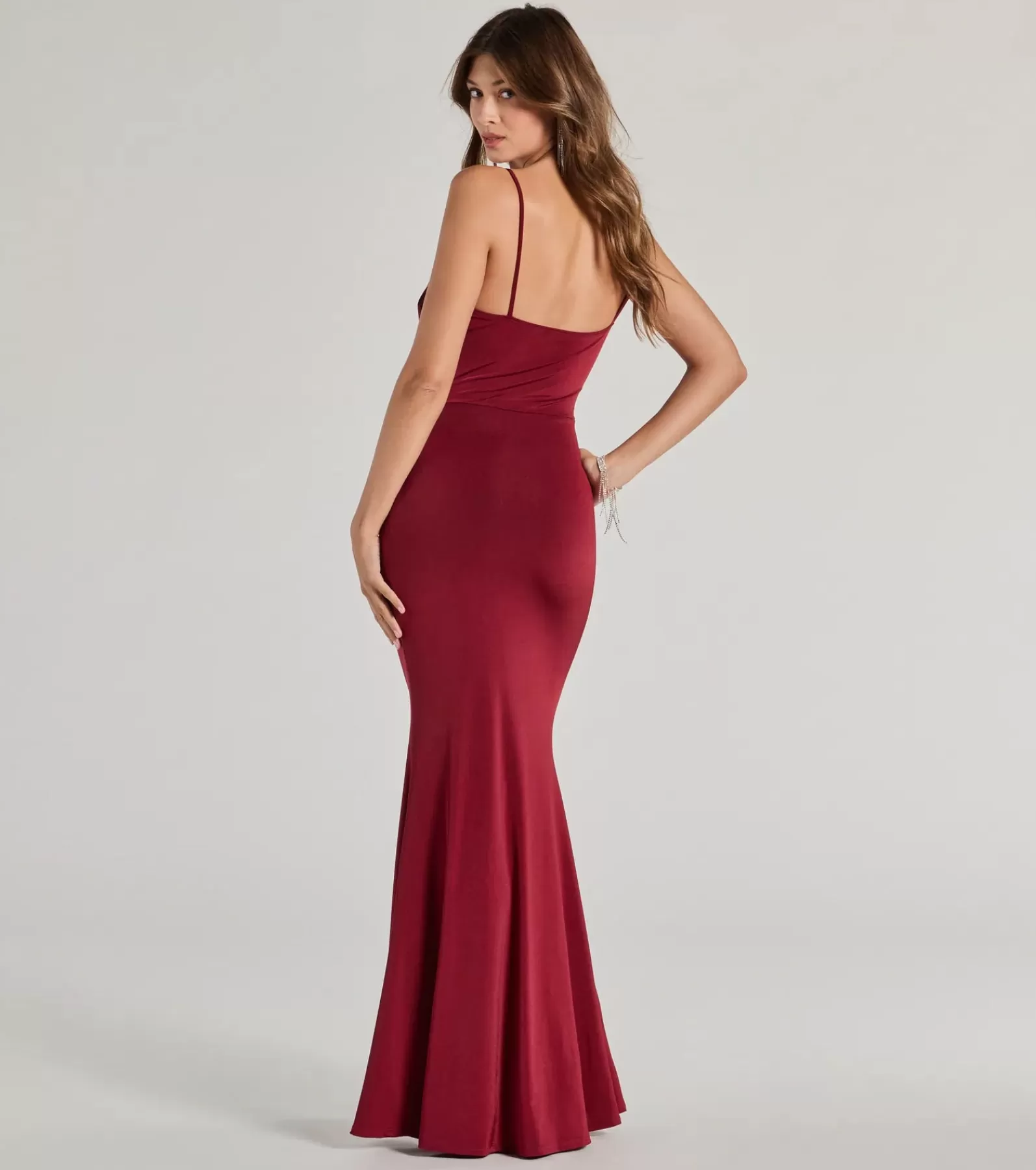 Windsor Wedding Outfits | Red Bridesmaid Dresses*Margot One-Shoulder Cowl Neck Mermaid Dress