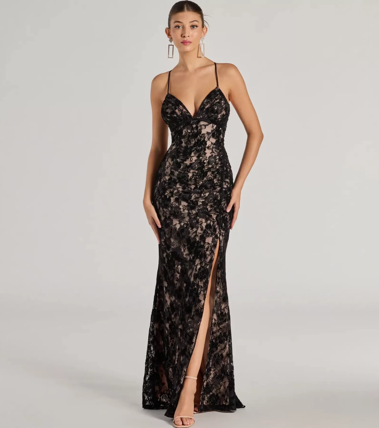 Windsor Wedding Outfits | Black Tie Wedding Guest Dresses*Mckenna Velvet Flocked Lace Mermaid Dress