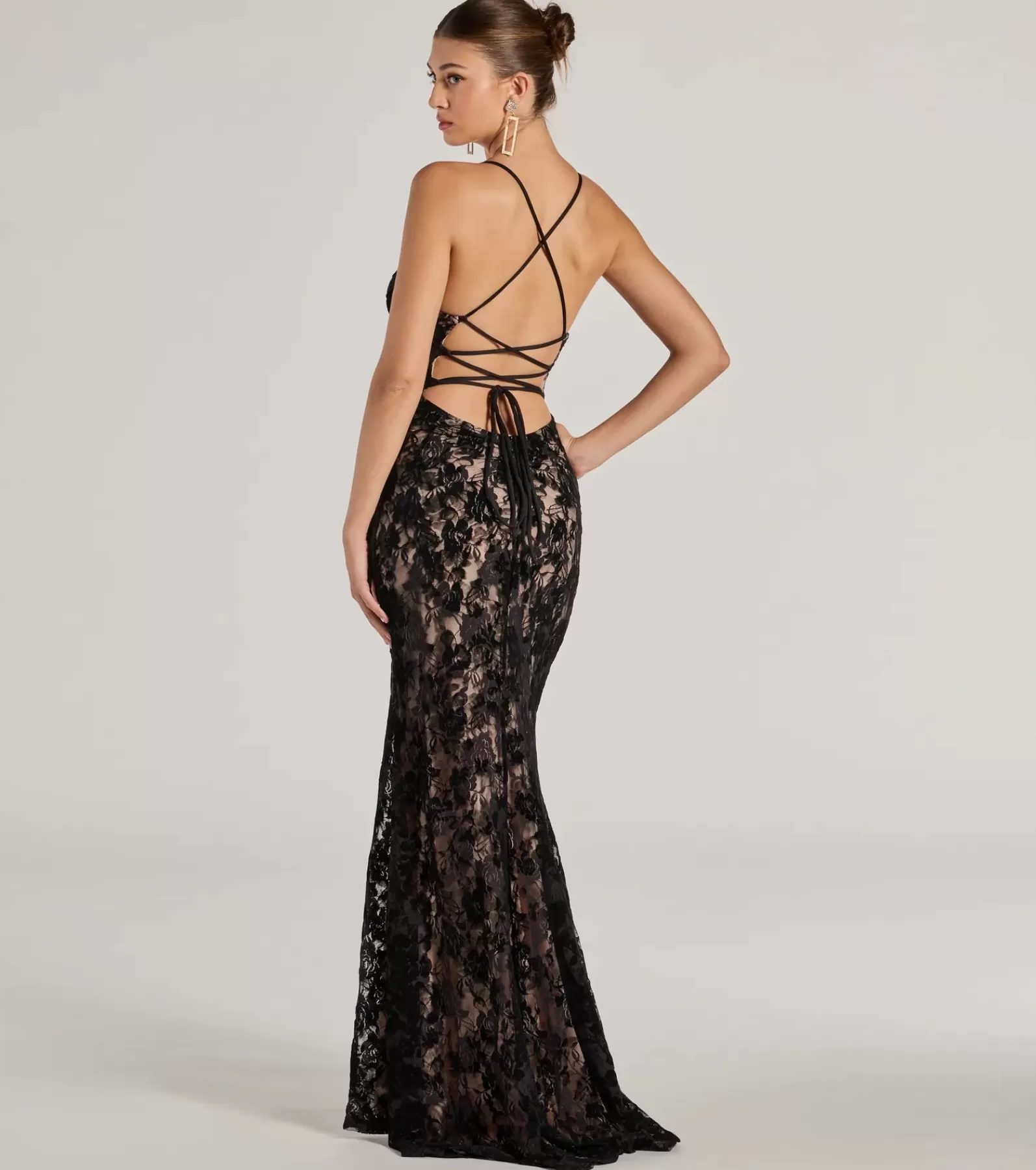 Windsor Wedding Outfits | Black Tie Wedding Guest Dresses*Mckenna Velvet Flocked Lace Mermaid Dress