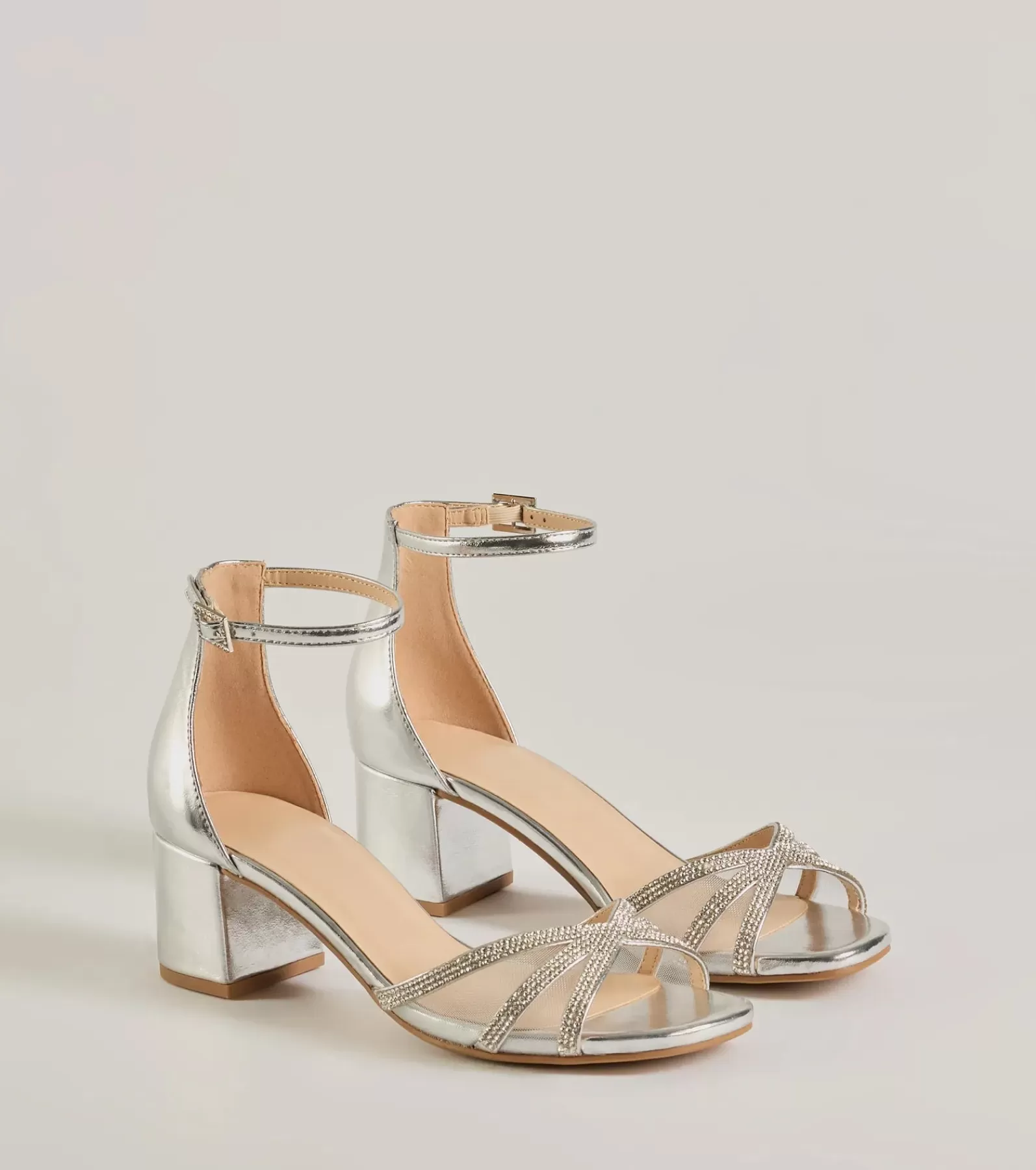 Windsor Sandals | Heels*Mesmerizing Luxe Strappy Rhinestone Low-Block Heels