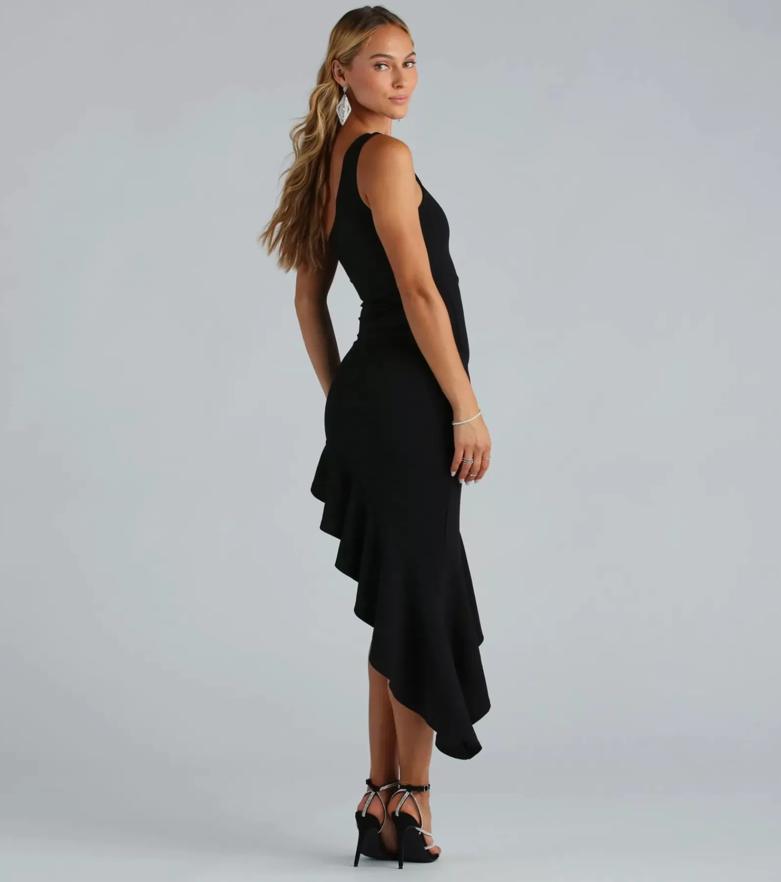 Windsor Bridal Shower | Holiday Dresses*Mingle Sensation Crepe One-Shoulder Midi Dress