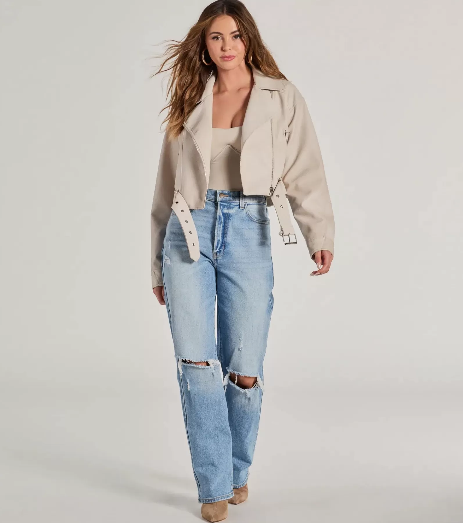 Windsor Moto & Faux Leather*Modern Icon Oversized Faux Leather Belted Moto Jacket