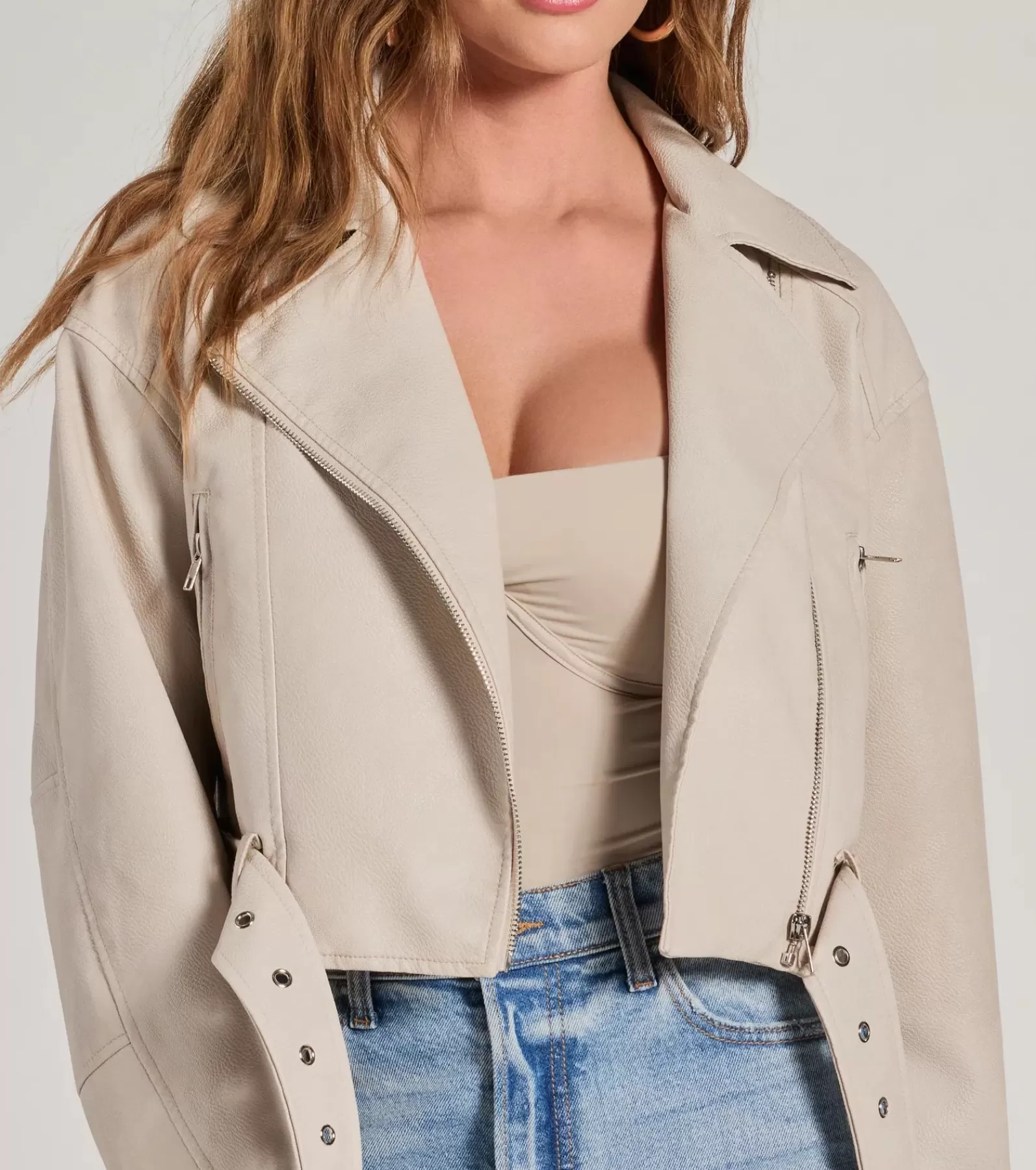 Windsor Moto & Faux Leather*Modern Icon Oversized Faux Leather Belted Moto Jacket