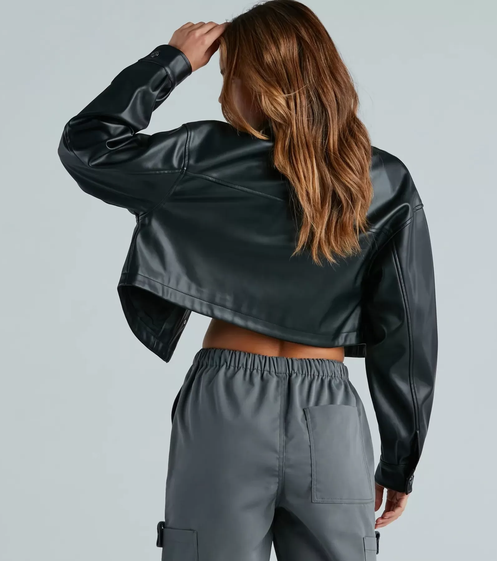 Windsor Shackets | Moto & Faux Leather*New Rule Faux Leather Crop Shacket