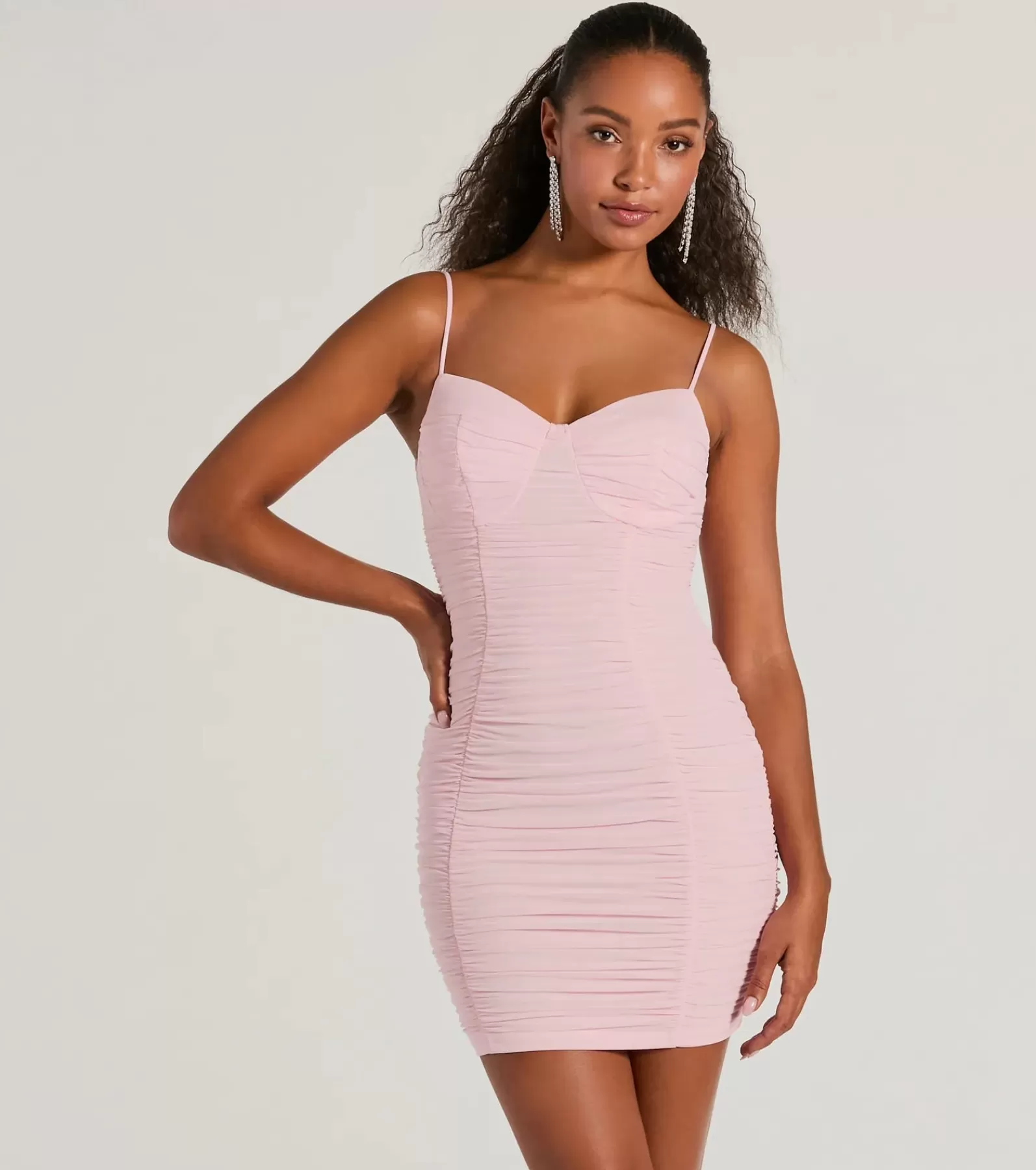 Windsor Bachelorette Dresses | Bachelorette Outfits*Party Ready Ruched Mesh Bodycon Mini Dress