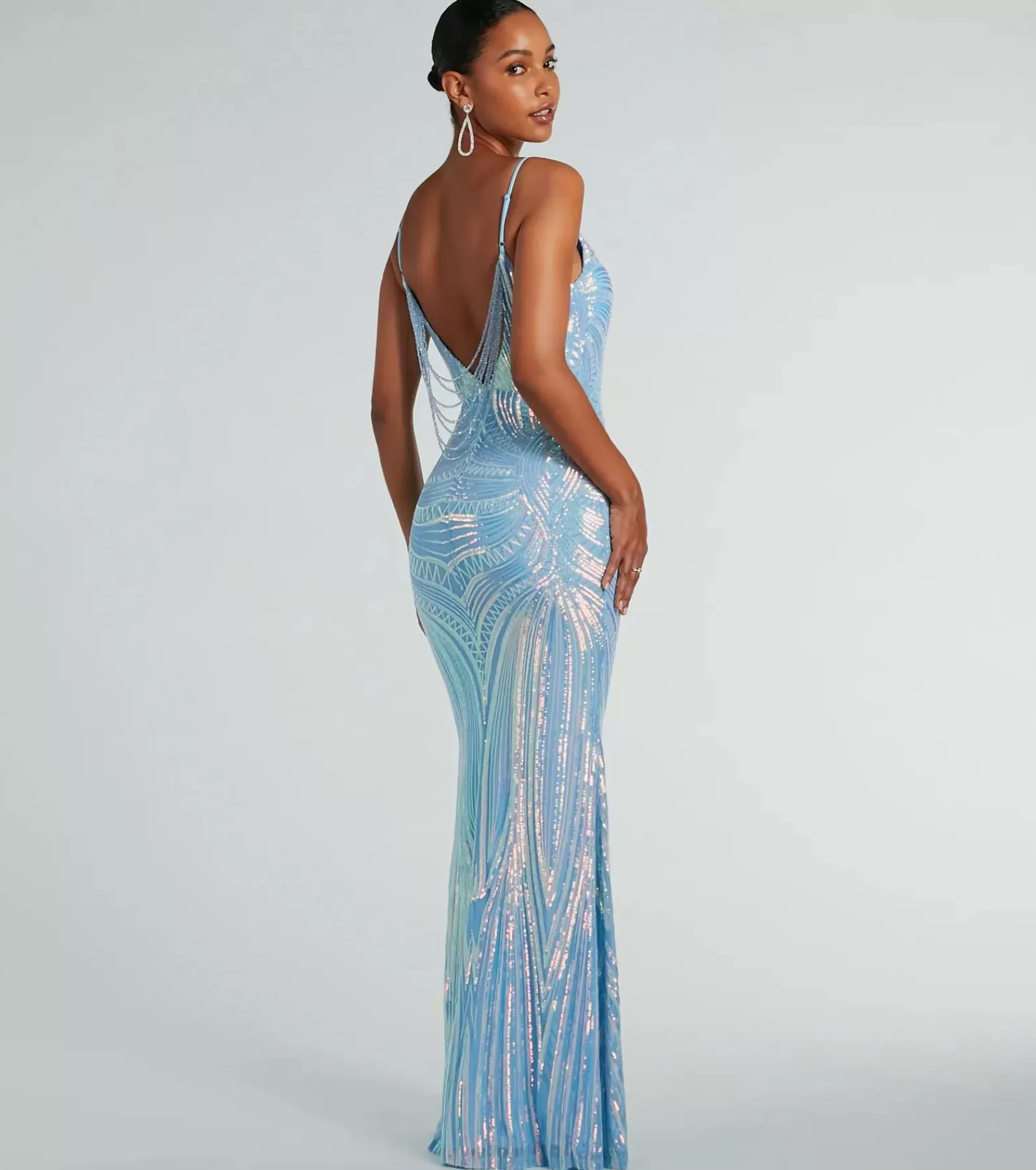 Windsor Sequin Bridesmaid Dresses | Black Bridesmaid Dresses*Pauline Formal Sequin Draped Bead Mermaid Dress