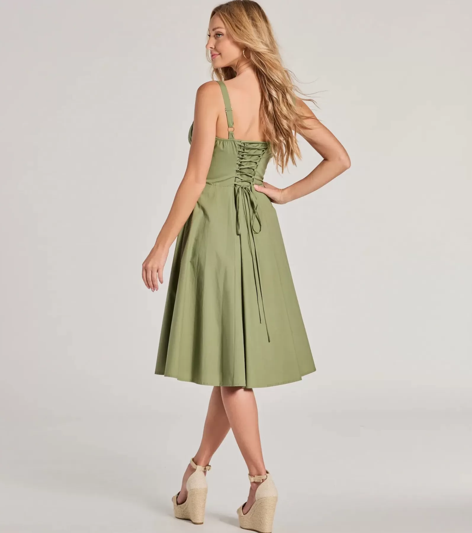 Windsor Bridal Shower | Country Wedding Guest Dresses*Picturesque Cutie Corset Lace-Up A-Line Midi Dress