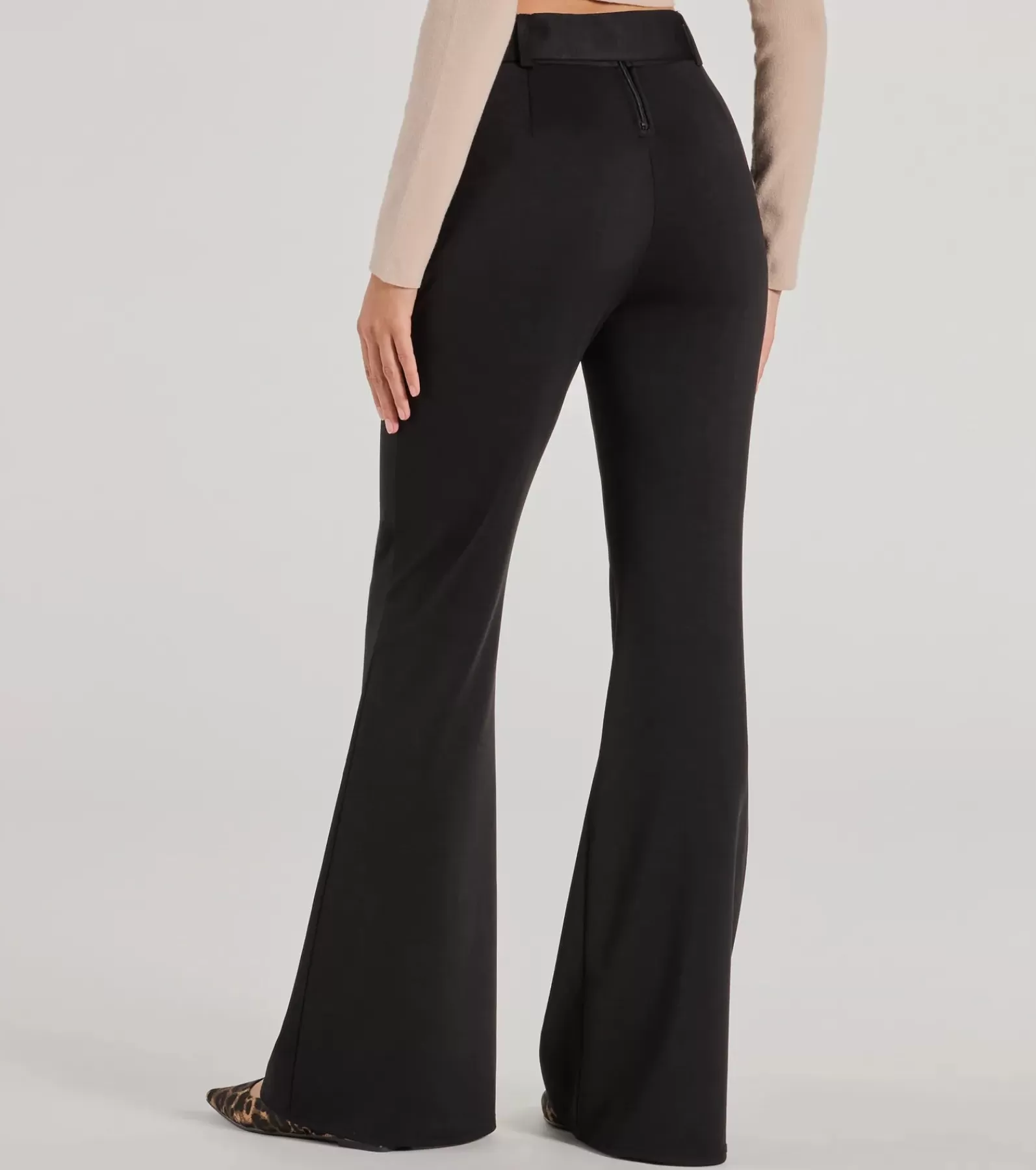 Windsor Black Pants | Flare Pants*Polished Glam Belted Wide Leg Pants