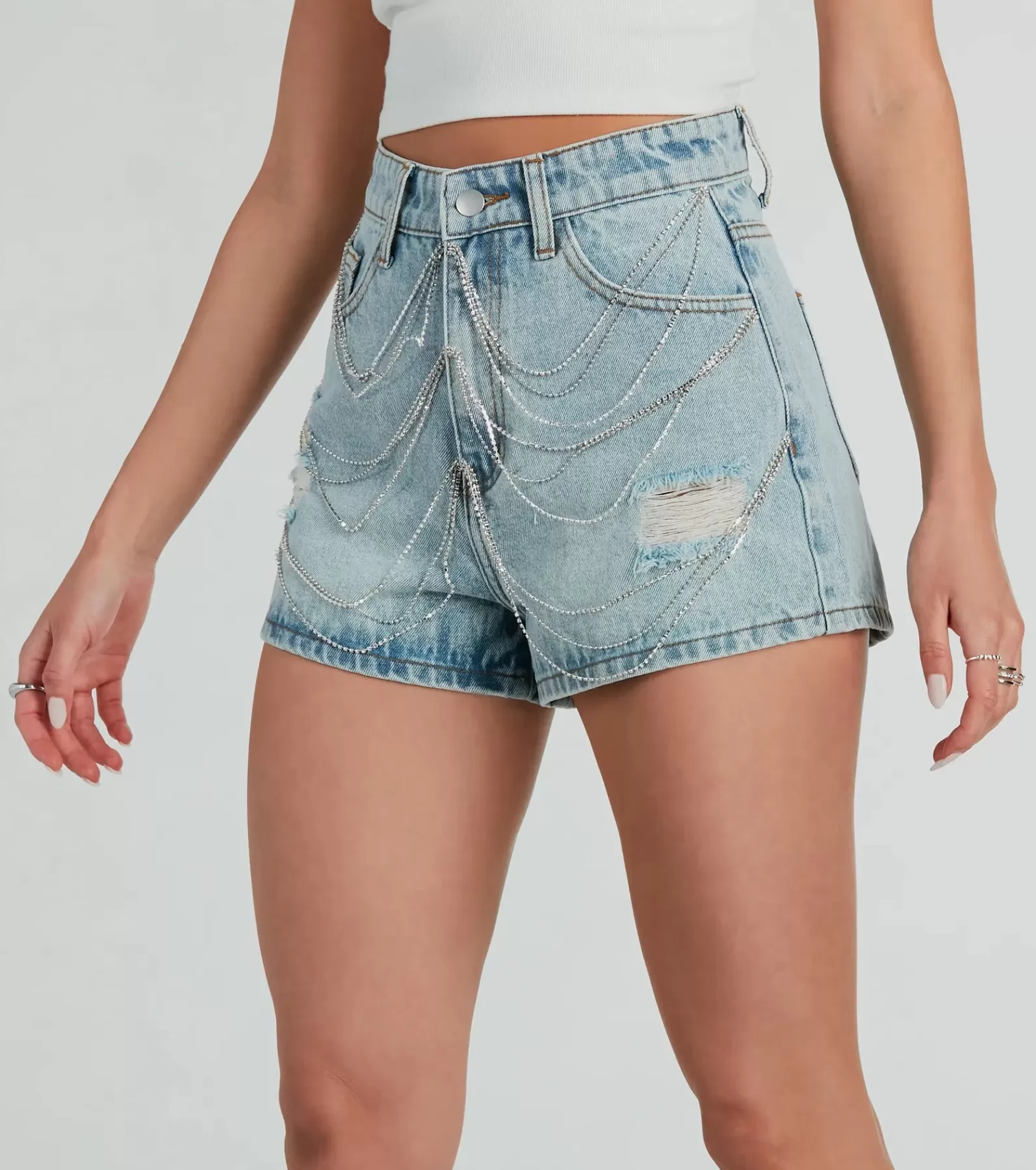 Windsor Jean Shorts | Shorts*Pop Star Rhinestone High-Rise Denim Shorts