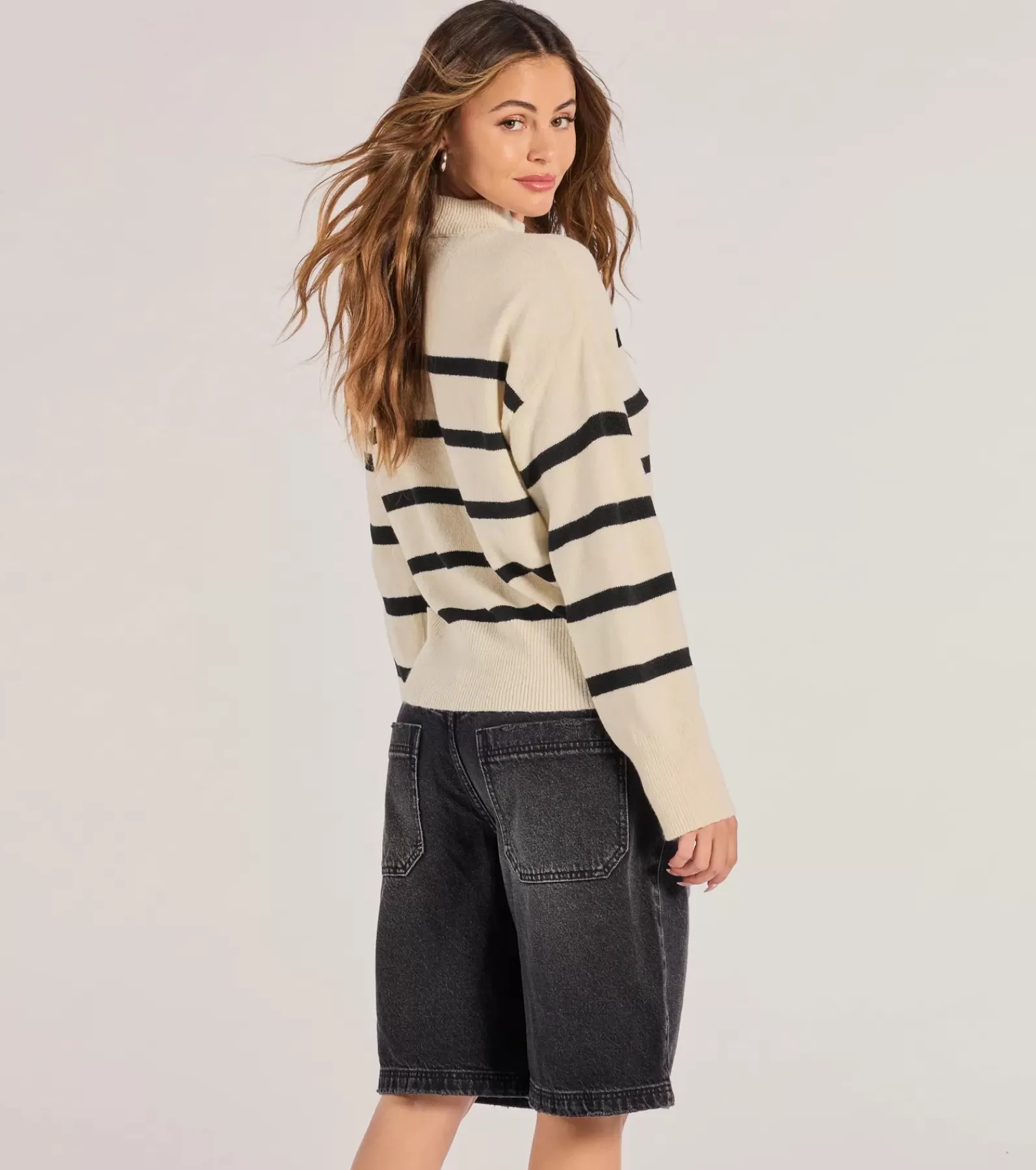 Windsor Sweaters & Cardigans | Long Sleeve Tops*Preppy Casual Striped Knit Mock Neck Sweater