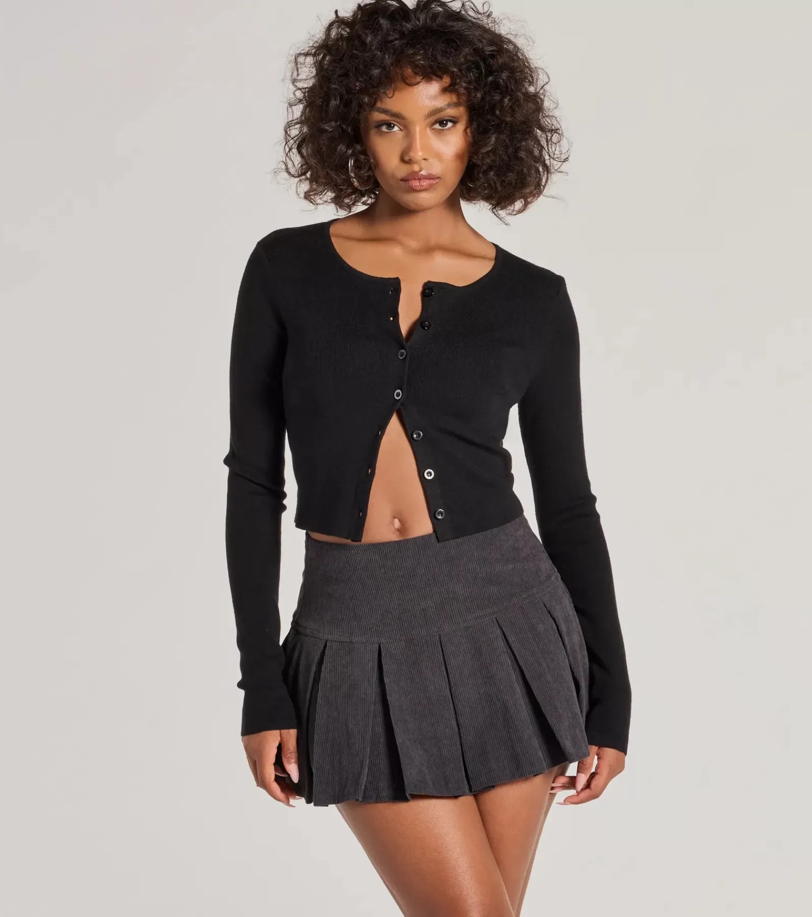 Windsor Skirts & Skorts*Preppy Chic Drop Waist Pleated Corduroy Mini Skirt