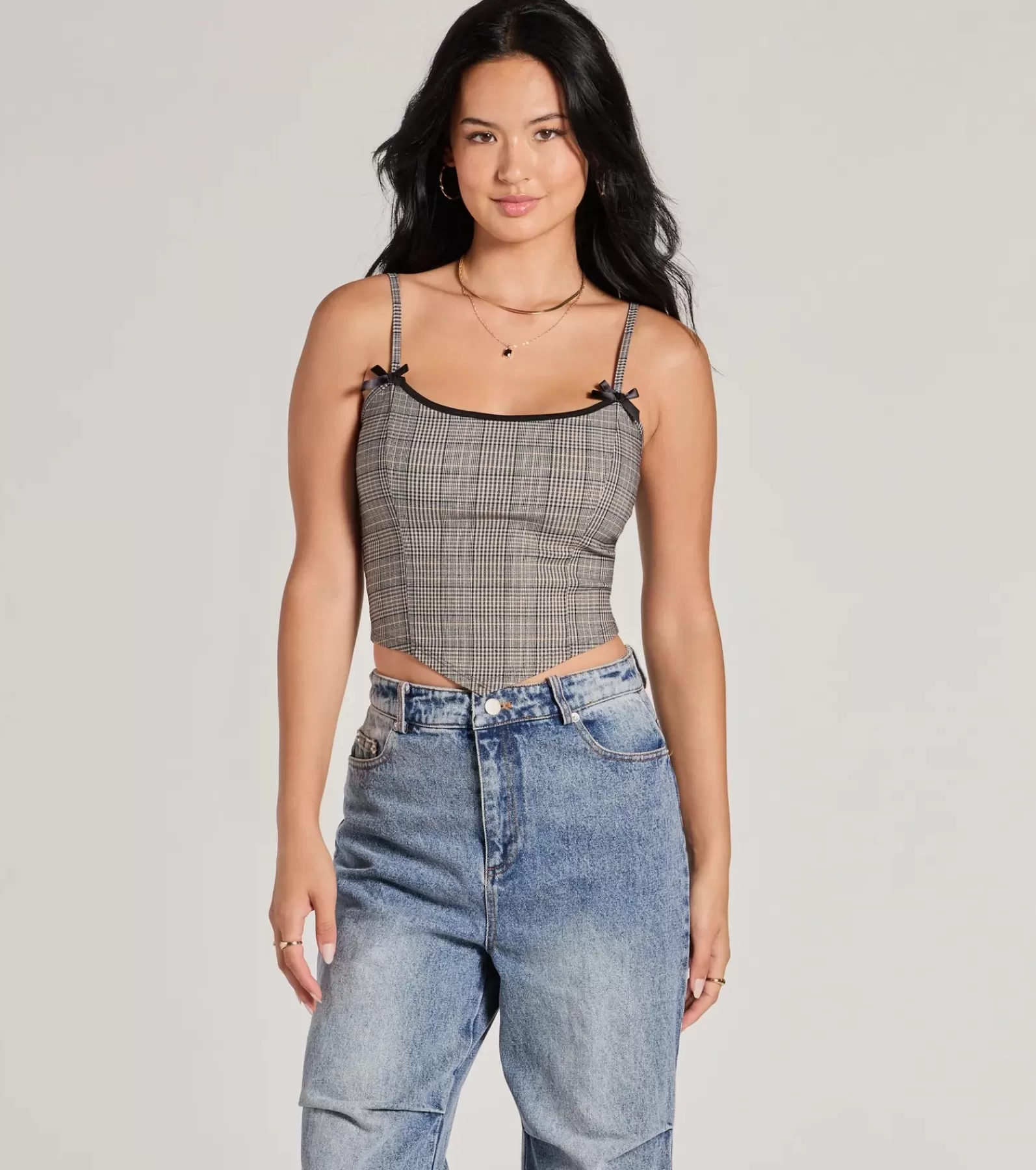 Windsor Going-Out Tops | Corset & Bustier Tops*Preppy Vibe Lace-Up Plaid Corset Top