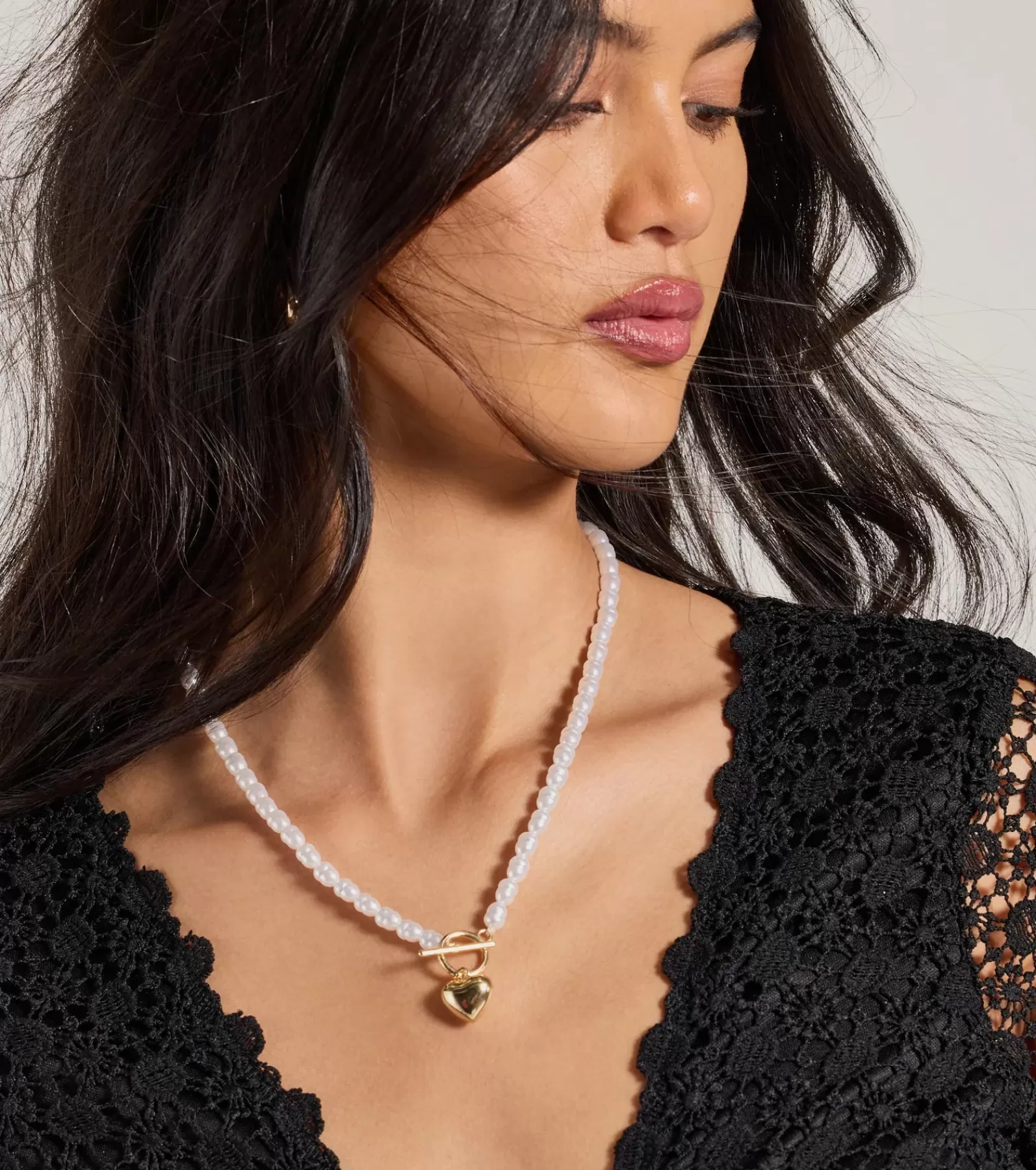 Windsor Necklaces & Chokers*Pretty Glamour Heart Charm Pearl Necklace