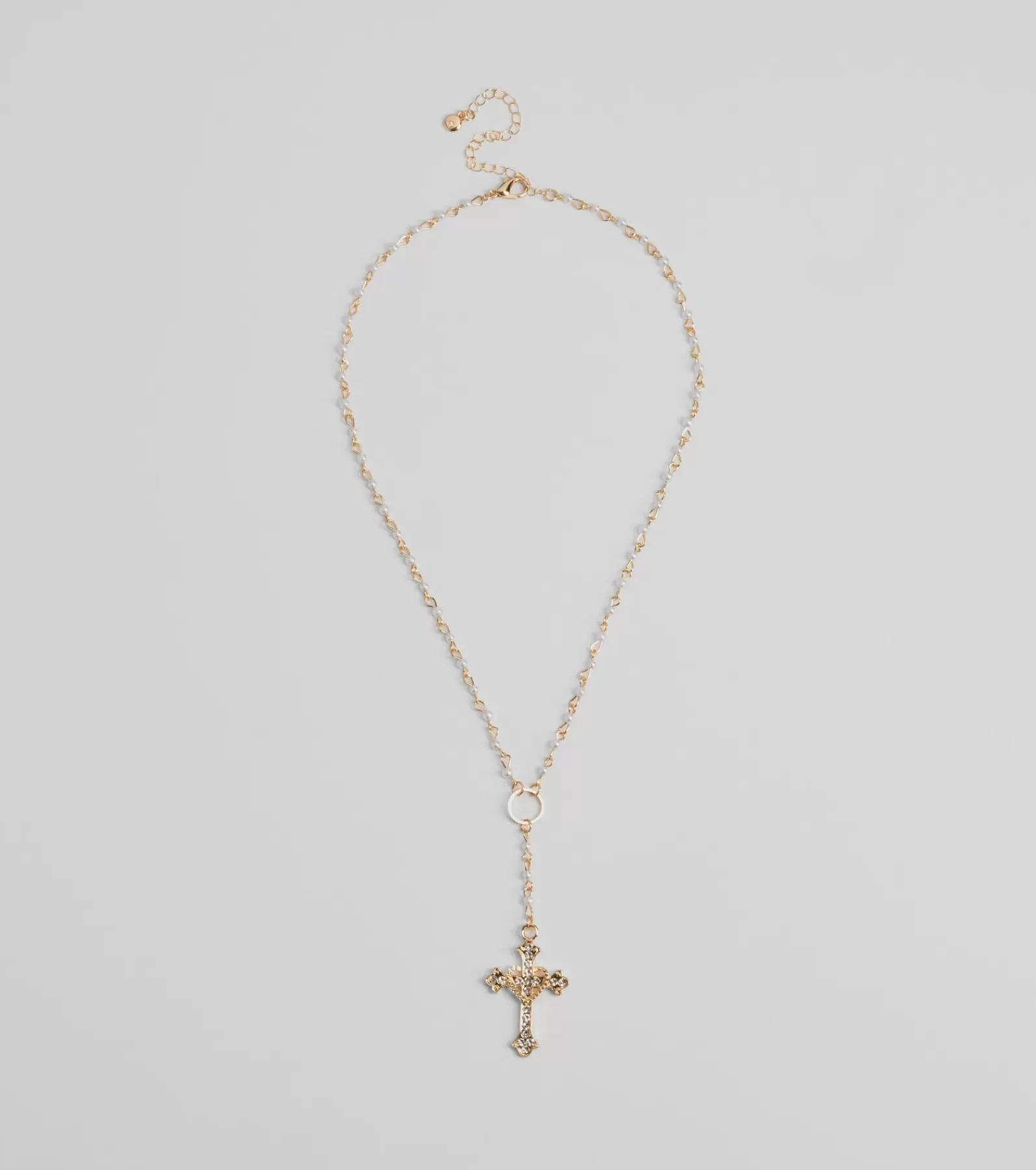 Windsor Necklaces & Chokers | All Accessories*Pretty Sparkle Rhinestone Cross Pearl Lariat Necklace