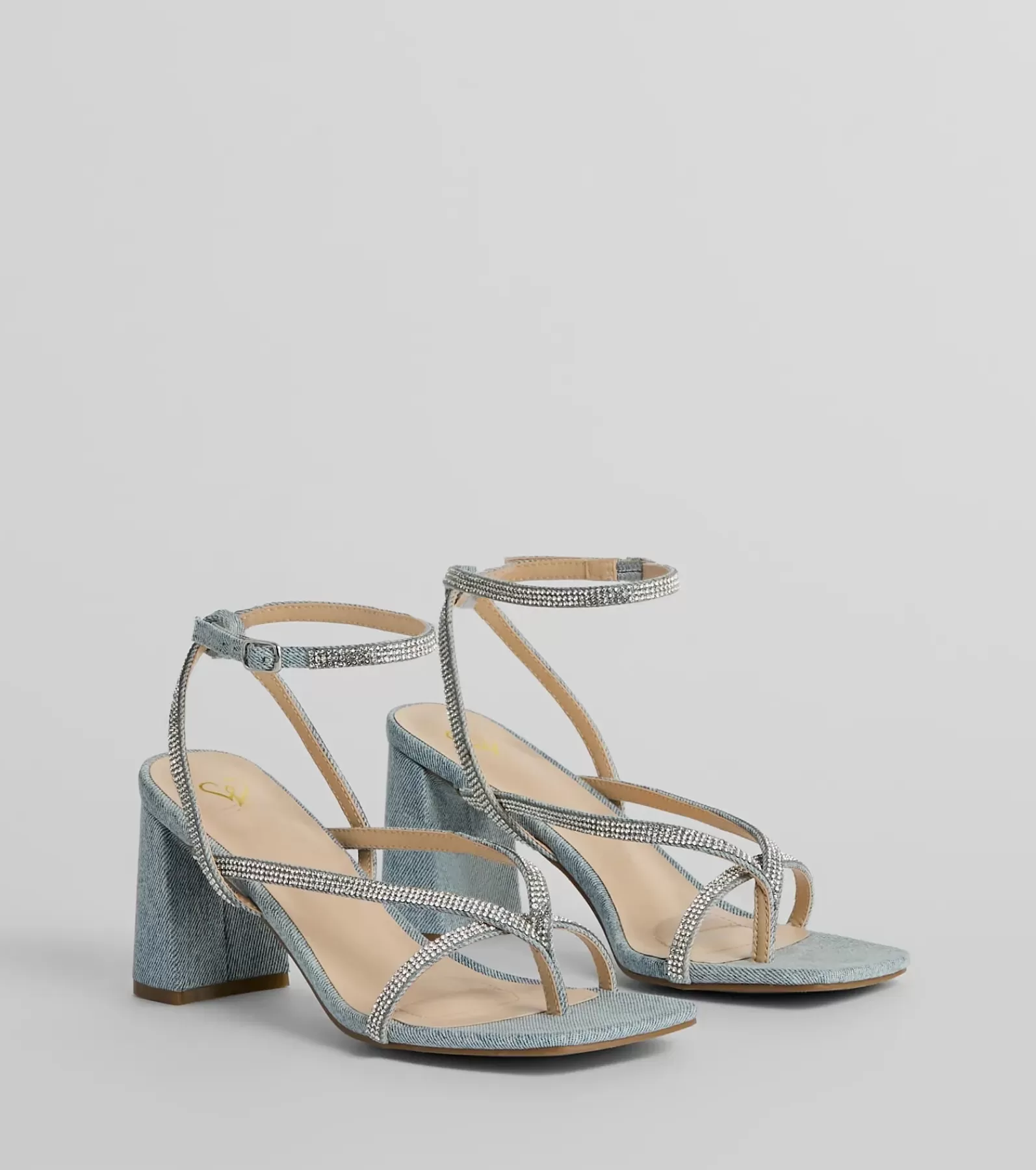 Windsor Sandals | Heels*Radiant Rhinestone Strappy Block Heels