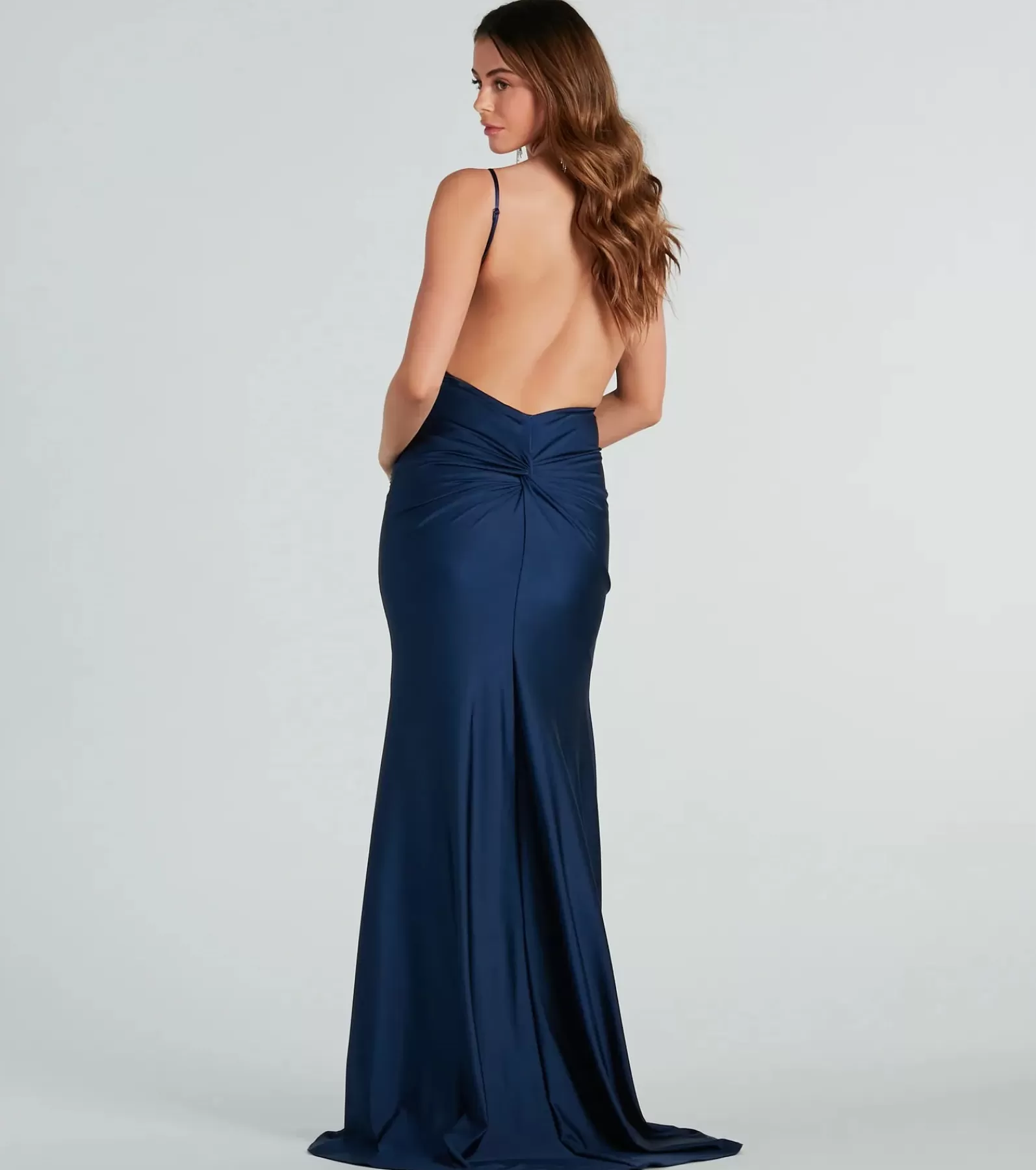 Windsor Satin Bridesmaid Dresses | Blue Bridesmaid Dresses*Reagan Formal Satin Low Back Mermaid Dress