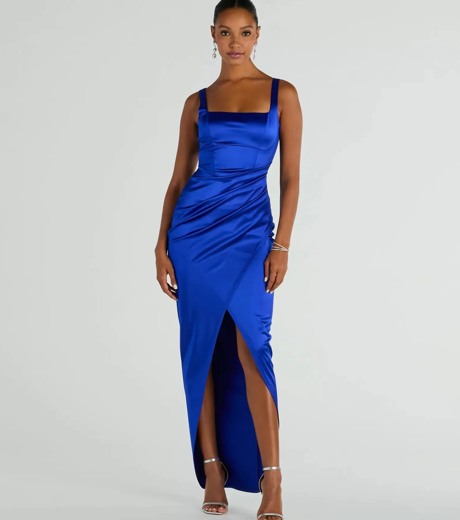 Windsor Satin Bridesmaid Dresses | Green Bridesmaid Dresses*Rebecca Satin Slim-Fit Formal Dress