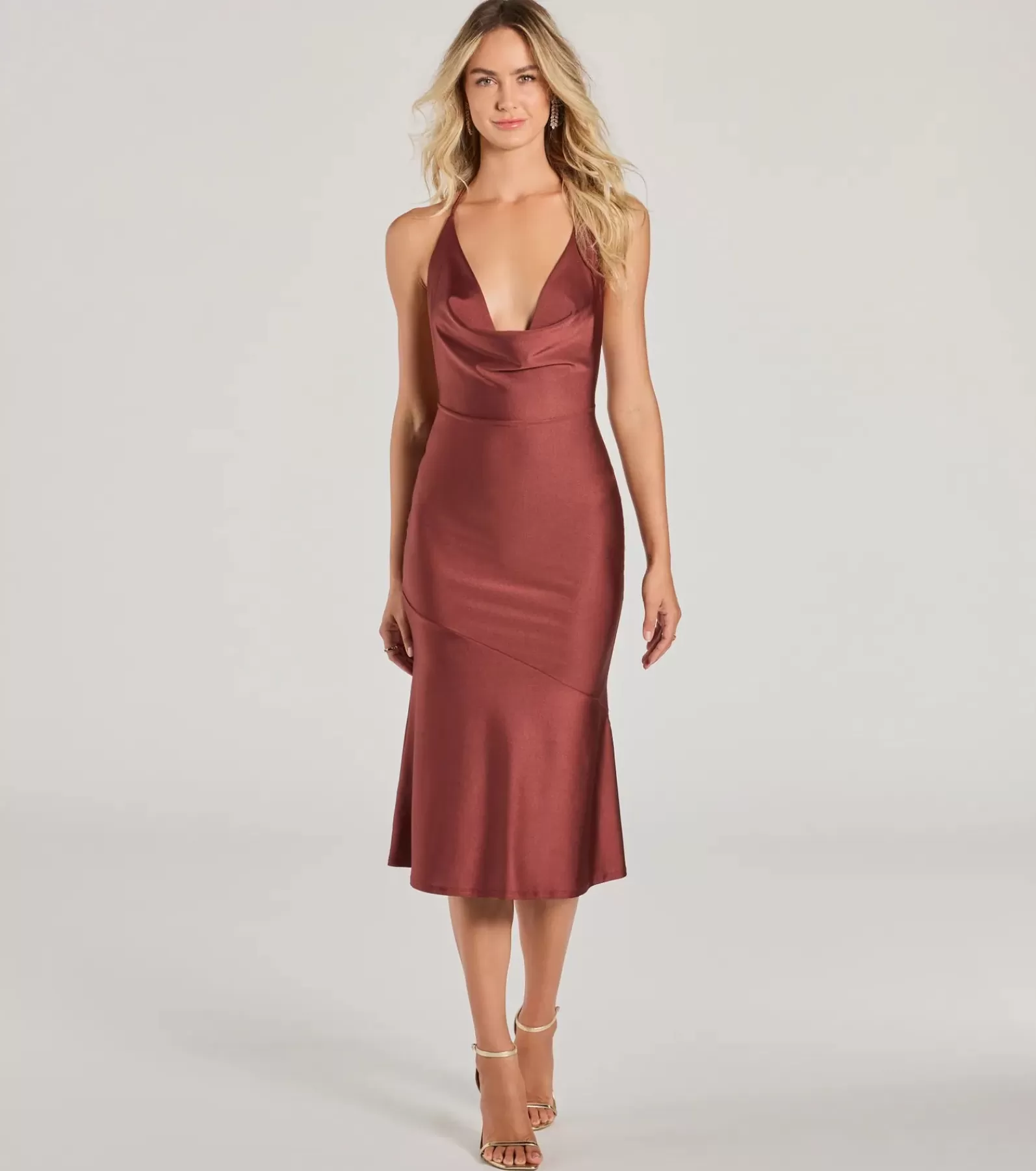 Windsor Midi Dresses | Cocktail Dresses*Remarkable Appeal Cowl Halter A-Line Midi Dress