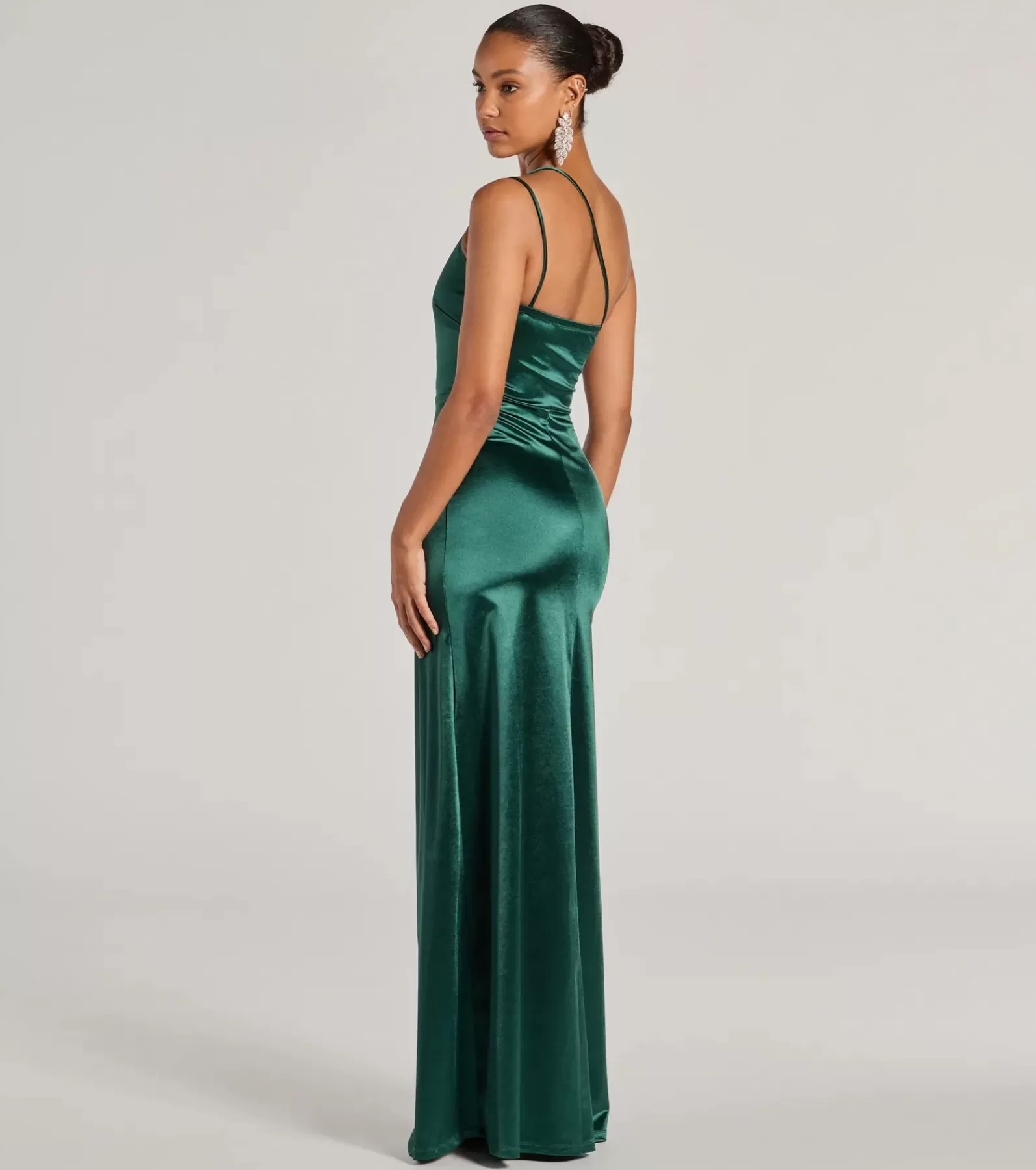 Windsor Satin Bridesmaid Dresses | Green Bridesmaid Dresses*Rhiannon One-Shoulder Satin Long Dress