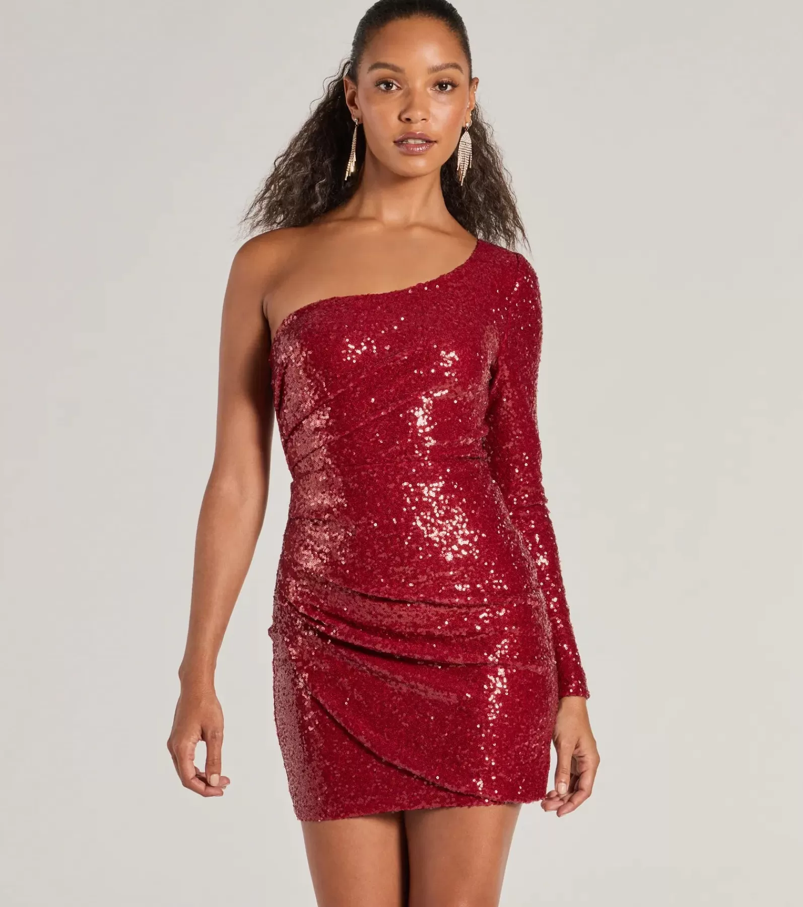 Windsor Long Sleeve Holiday Dresses | Mini Holiday Dresses*Sandra Sequin One-Shoulder Mini Dress