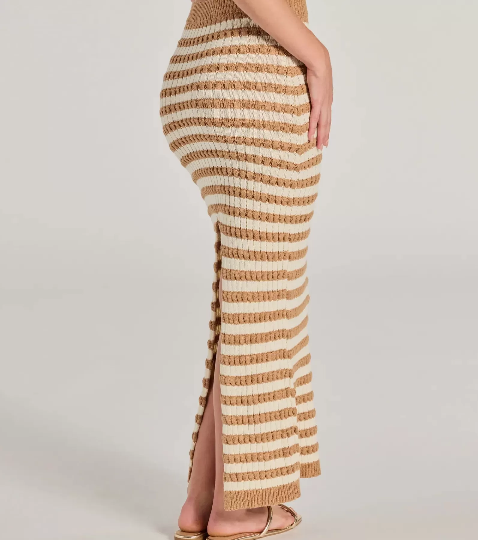 Windsor All Matching Sets | Midi Skirts*Seaside Cutie Striped Slit Knit Midi Skirt