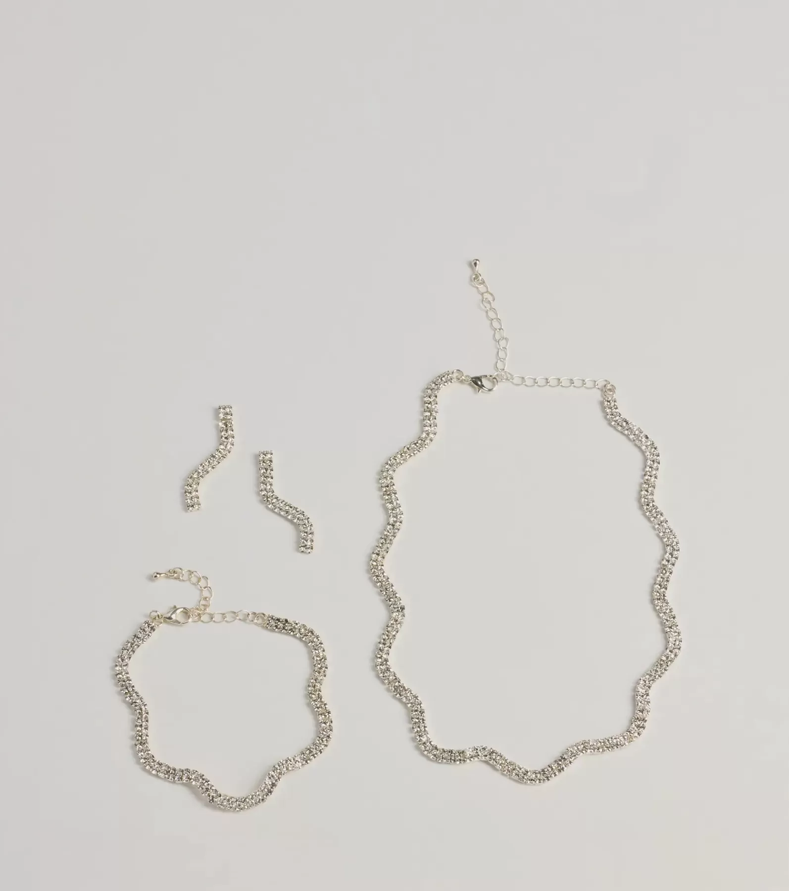 Windsor Necklaces & Chokers | All Accessories*Shine On Wavy Rhinestone Necklace, Earrings, And Bracelet Set