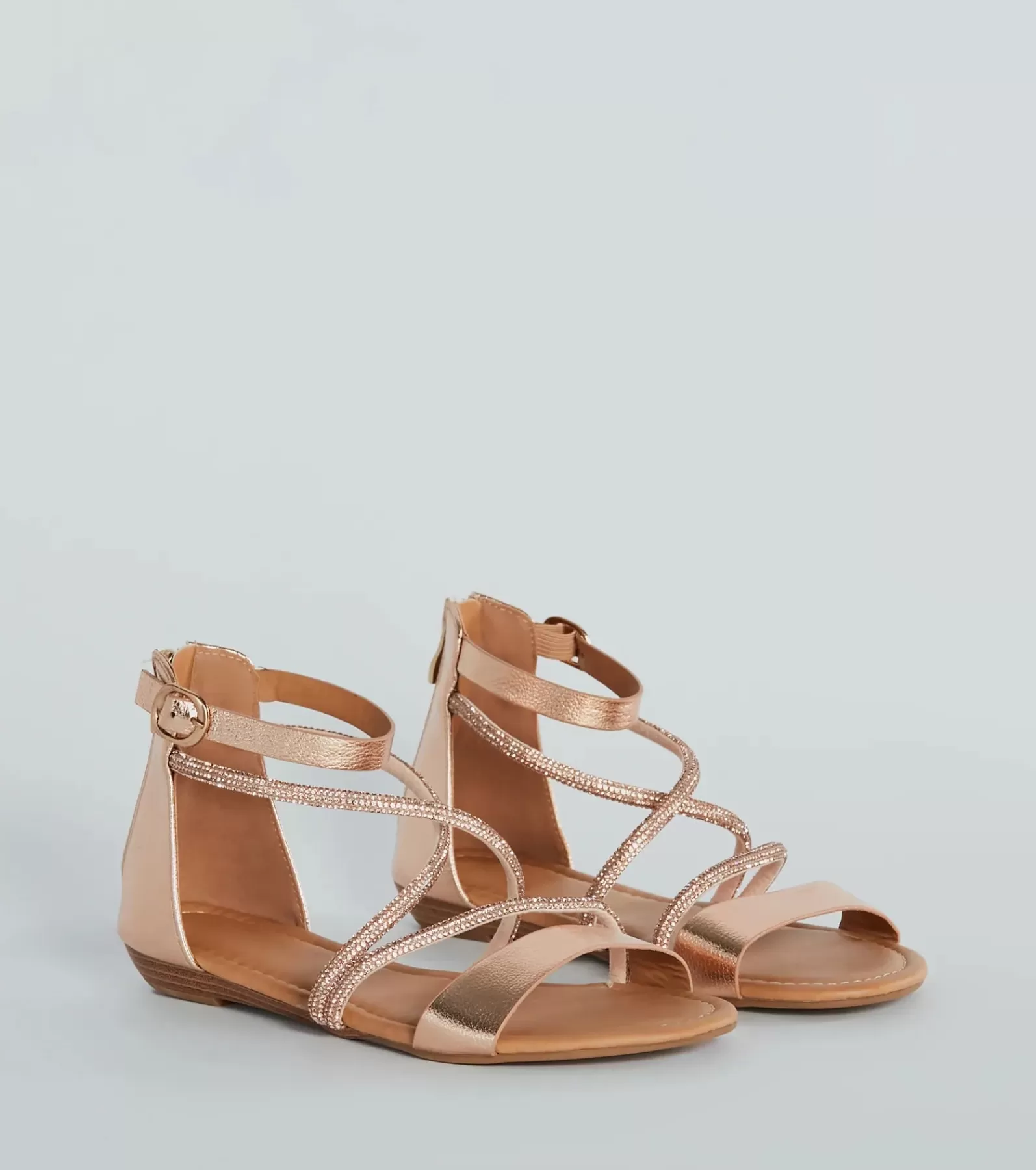 Windsor Sandals | Honeymoon*Shine Shocker Rhinestone Strappy Flat Sandals