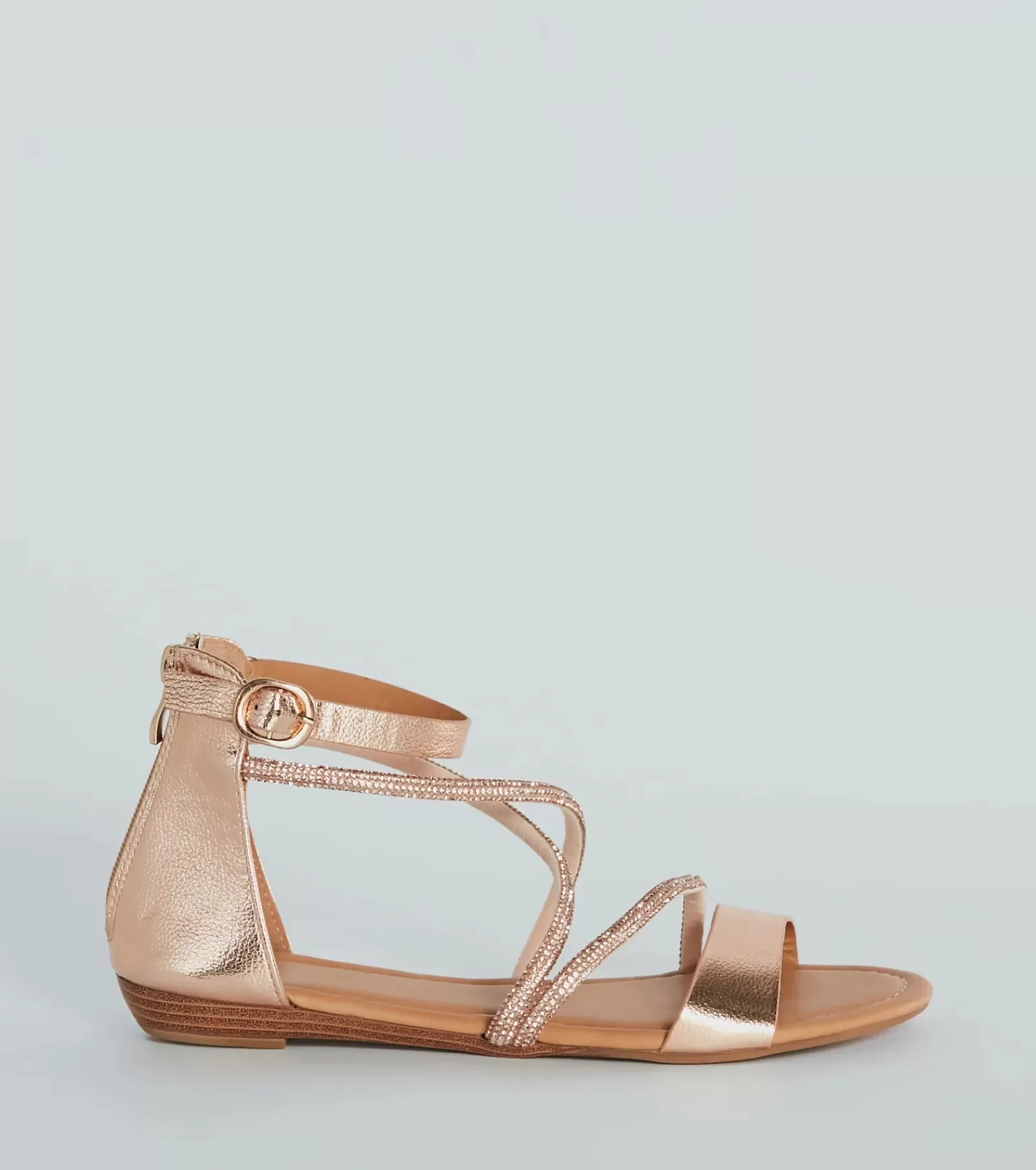Windsor Sandals | Honeymoon*Shine Shocker Rhinestone Strappy Flat Sandals