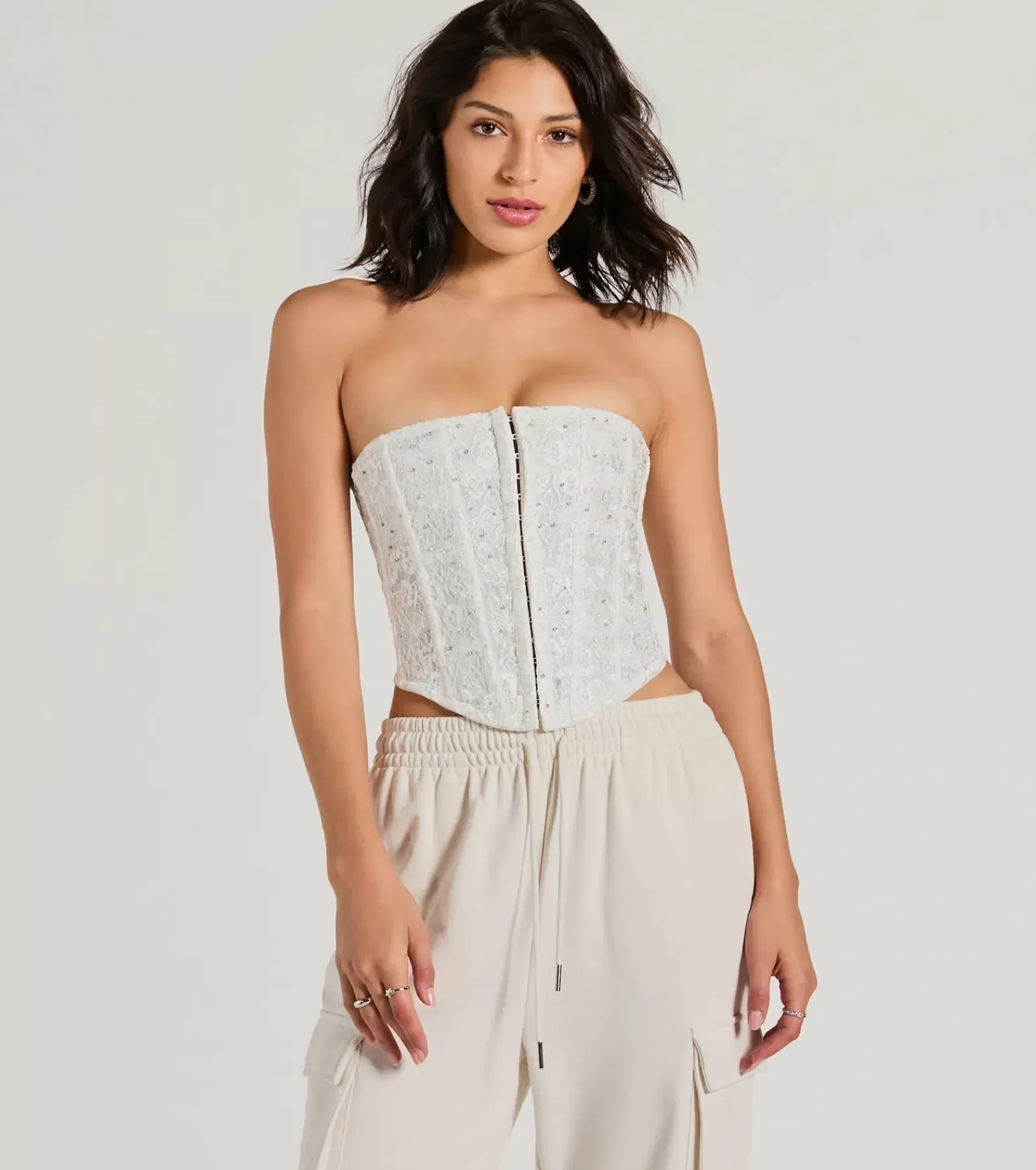 Windsor Going-Out Tops | Corset & Bustier Tops*Show Stopper Strapless Lace Beaded Corset Top