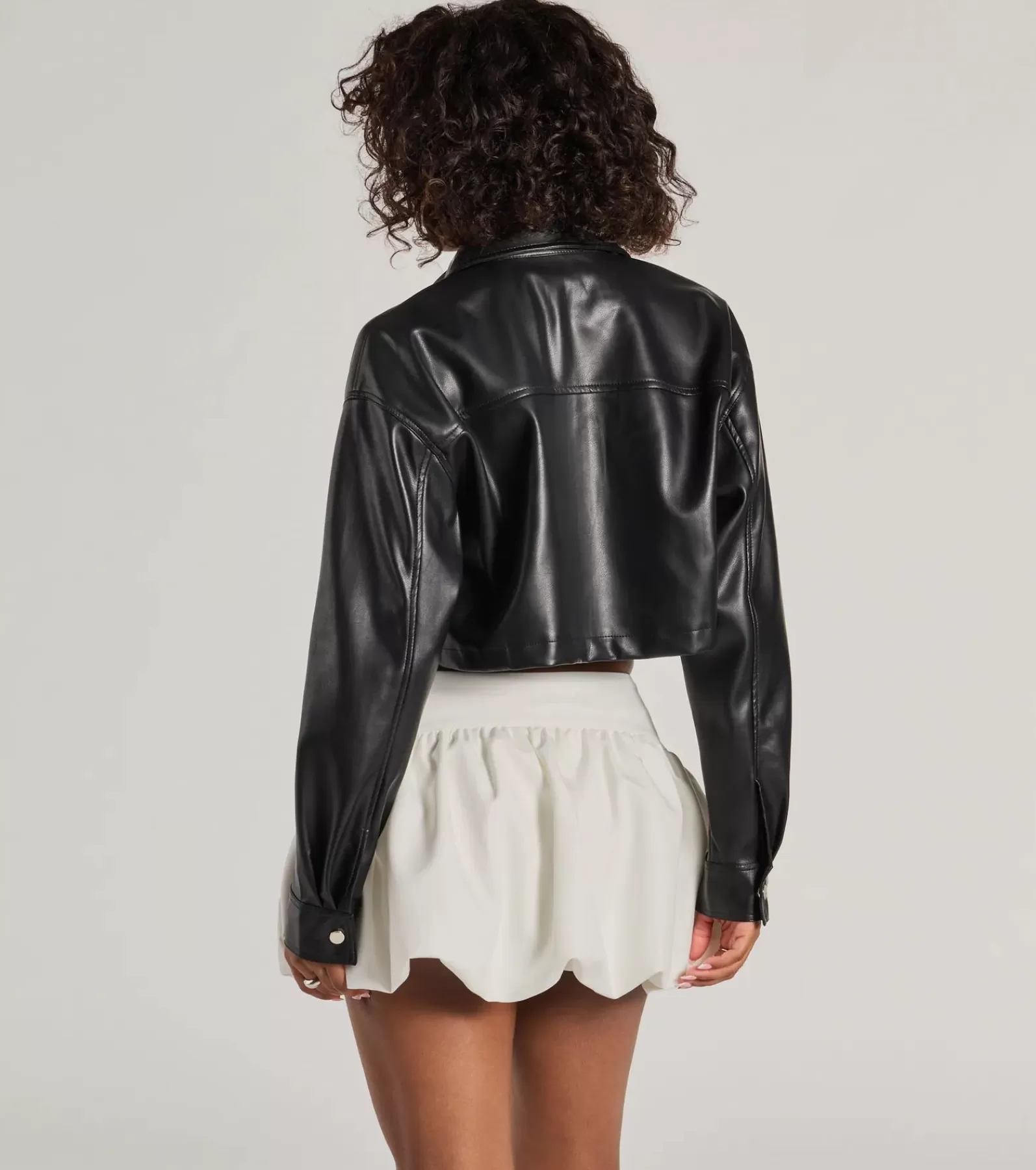 Windsor Shackets | Moto & Faux Leather*Sleek Staple Cropped Faux Leather Shacket
