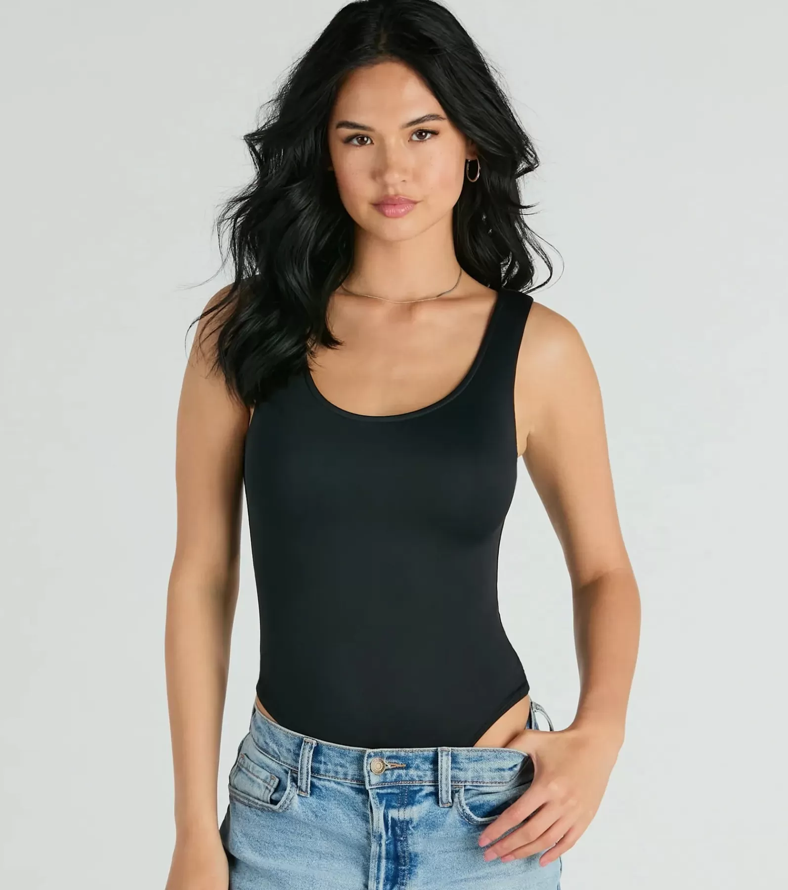Windsor Smooth Collection | Basic Tops*Smooth Silhouette Sleeveless Scoop Neck Bodysuit