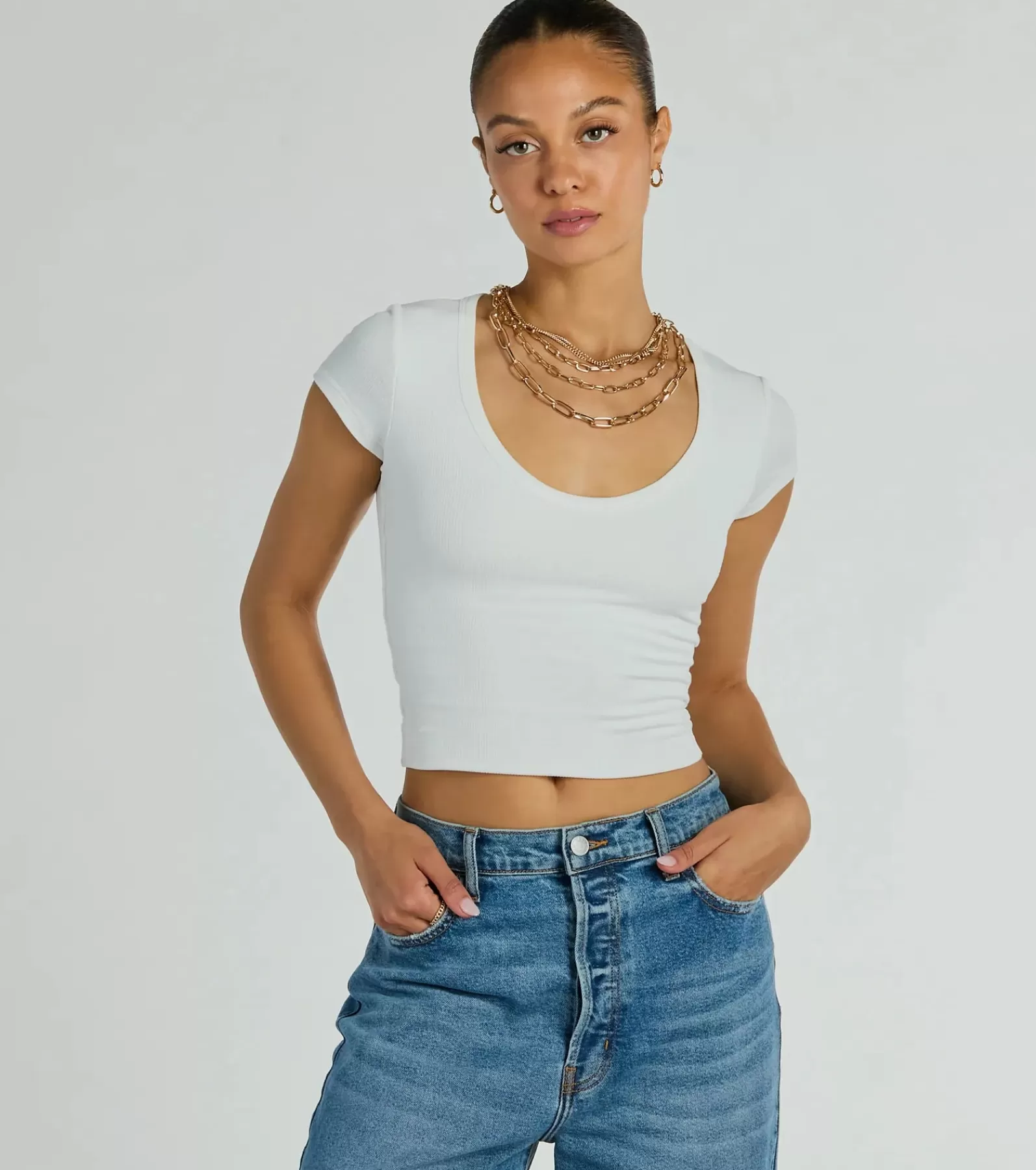 Windsor Basic Tops | Short Sleeve Tops*So Good Basic Scoop Neck Crop Tee