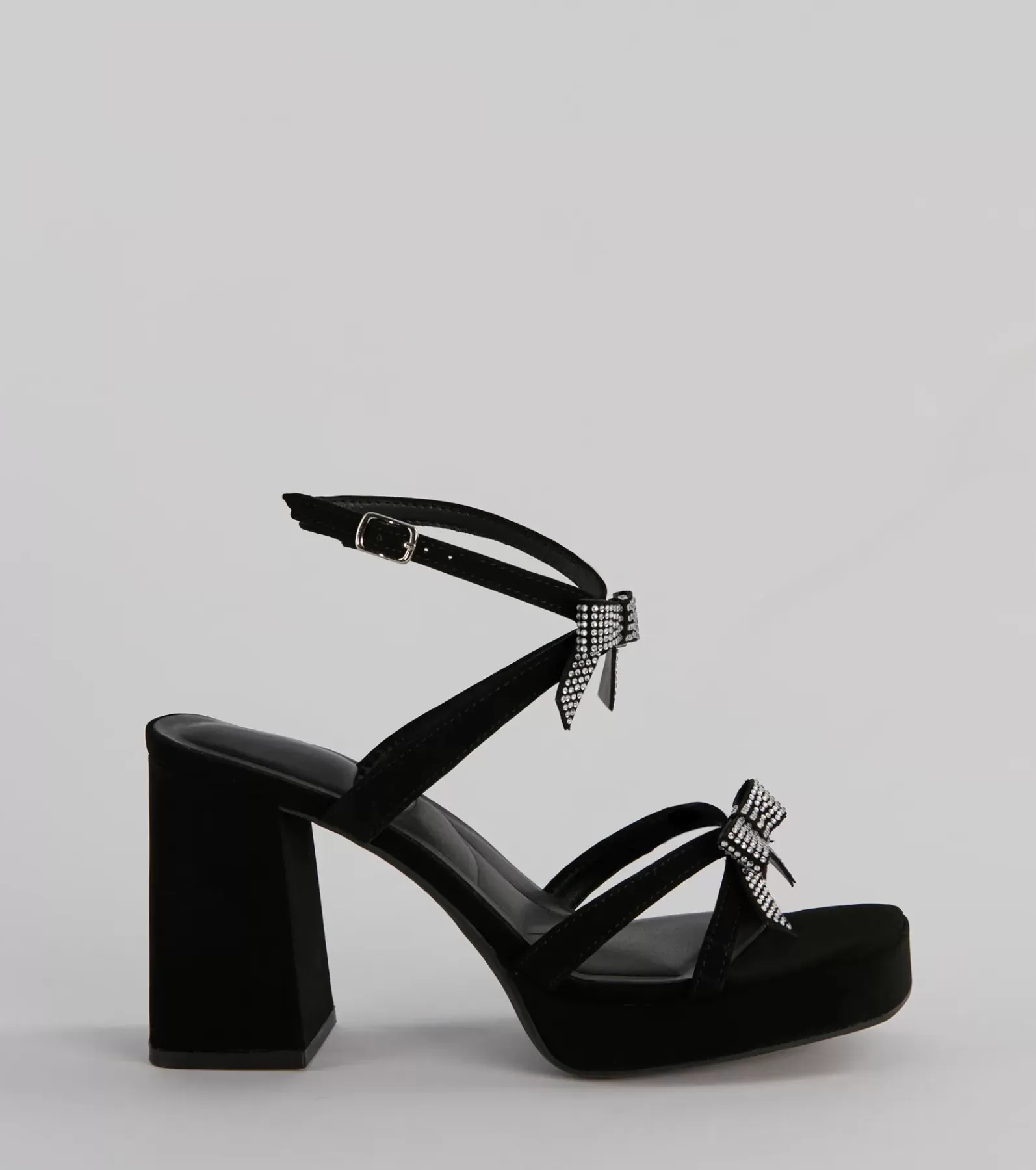 Windsor High Heels | Platform Shoes*Soiree Glam Rhinestone Bow Platform Block Heels