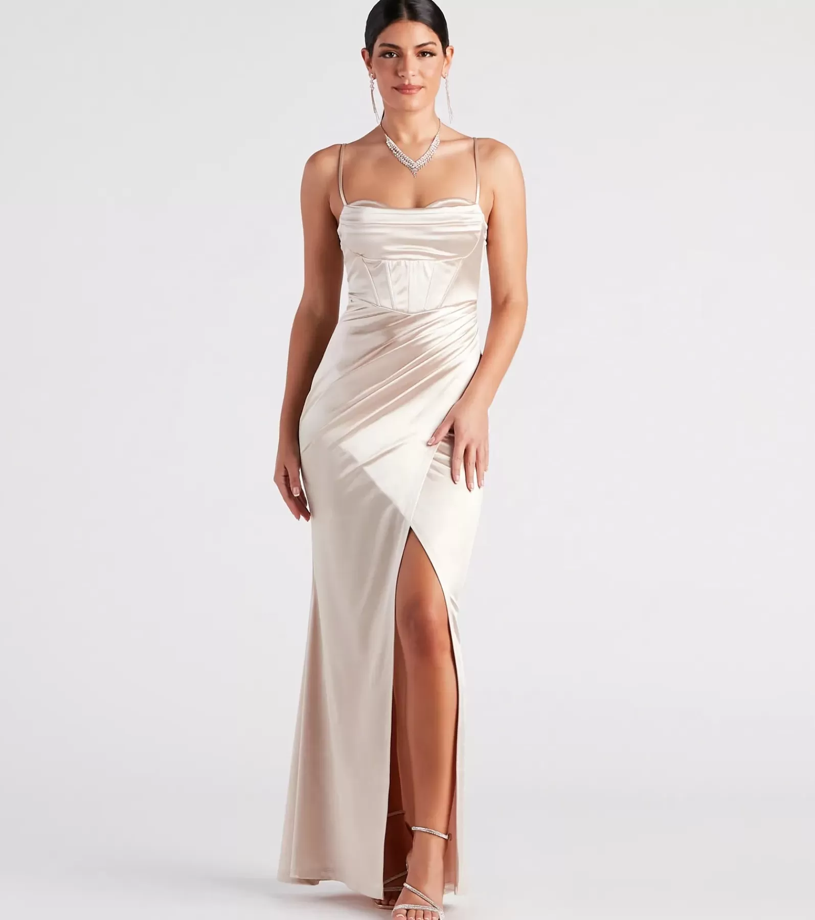Windsor Satin Bridesmaid Dresses | Long Dresses*Stacie Formal Satin Corset Mermaid Dress