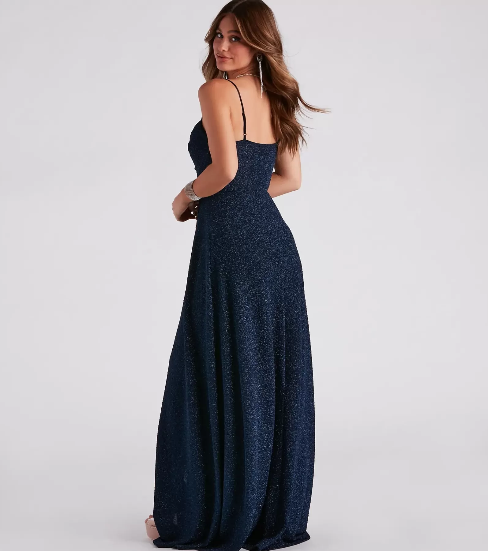 Windsor Blue Bridesmaid Dresses | Black Tie Wedding Guest Dresses*Stephanie Formal Glitter A-Line Dress