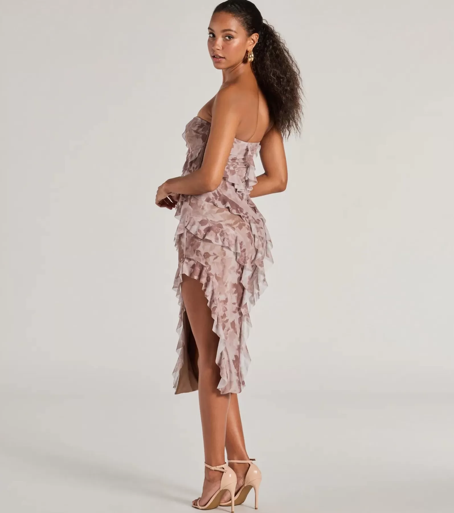 Windsor Wedding Outfits | Bridal Shower*Stunning Impression Floral Ruffled Midi Dress