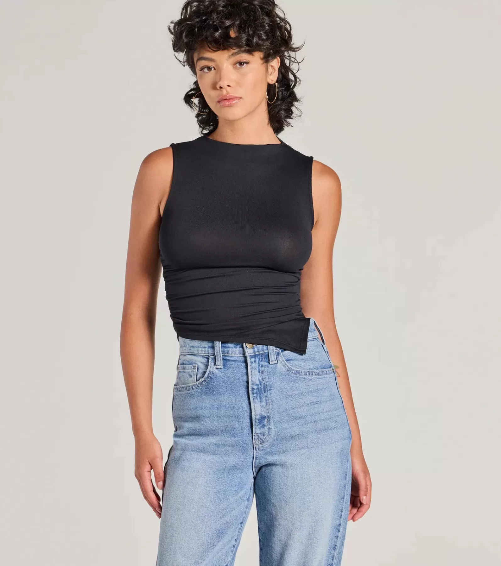 Windsor Basic Tops | Crop Tops*Stylish Basic Sleeveless Mock Neck Crop Top