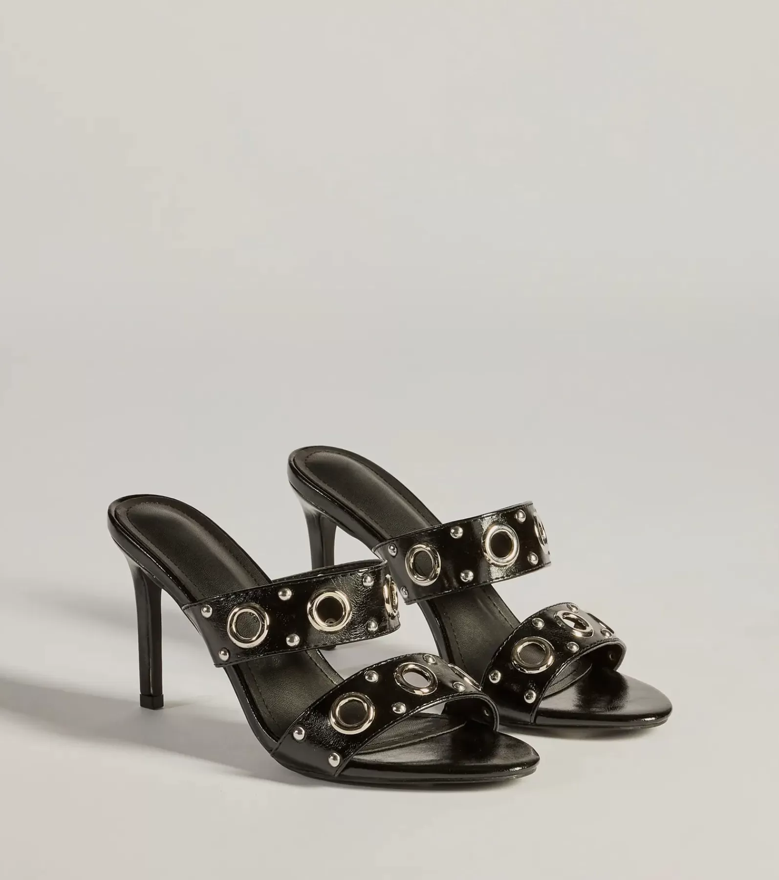 Windsor Stilettos | High Heels*Stylish Edge Studded Strappy Stiletto Mules