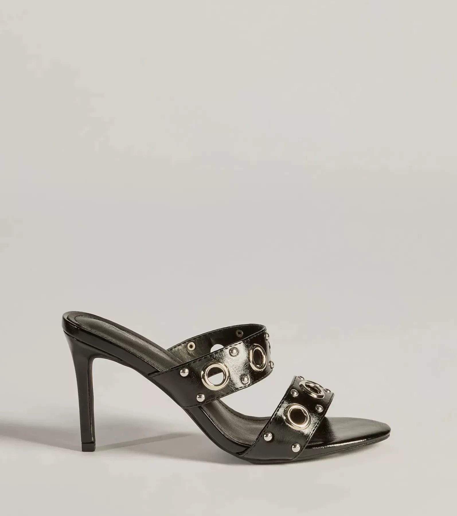 Windsor Stilettos | High Heels*Stylish Edge Studded Strappy Stiletto Mules