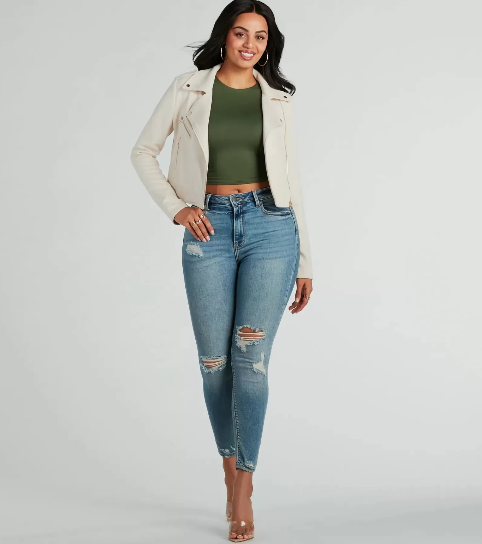 Windsor Moto & Faux Leather*Stylish Impression Faux Suede Moto Jacket