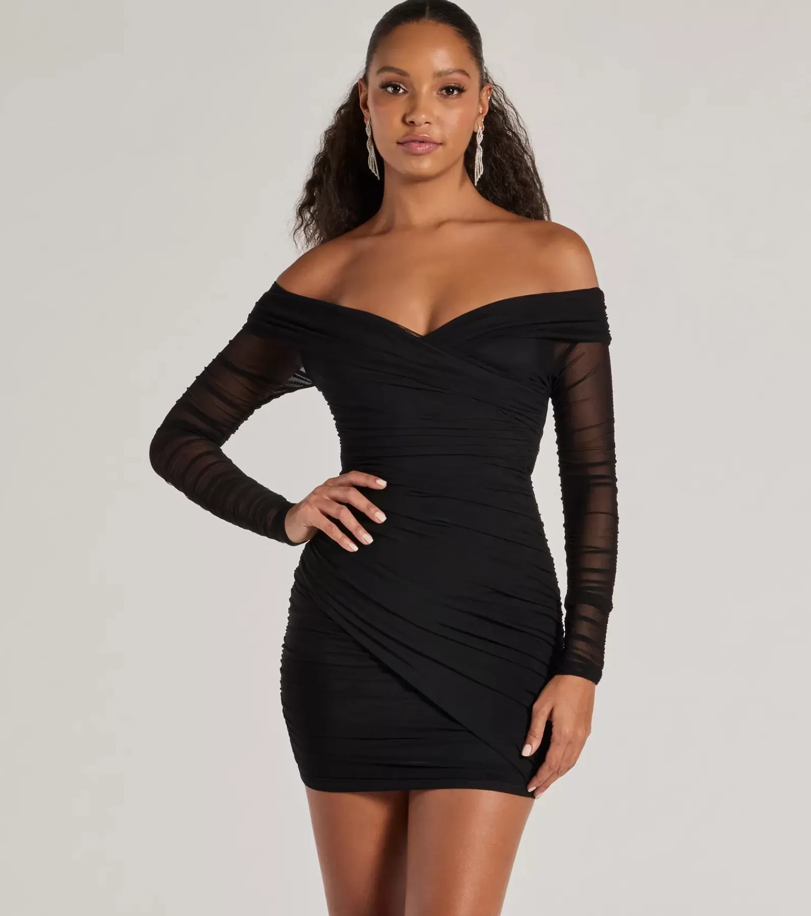 Windsor Wedding Outfits | Bachelorette Dresses*Sultry Looks Mesh Off-The-Shoulder Bodycon Mini Dress
