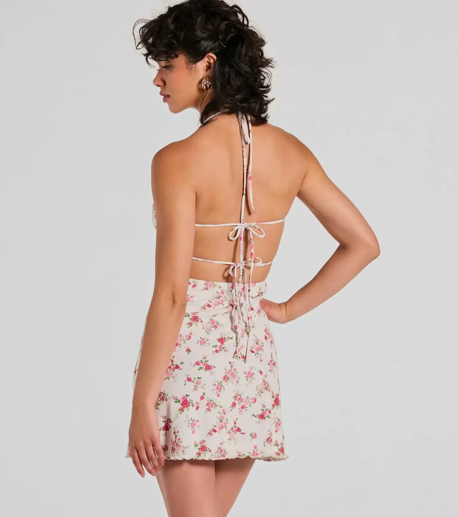 Windsor Sundresses*Summer Loving Halter Strappy Floral Mini Dress